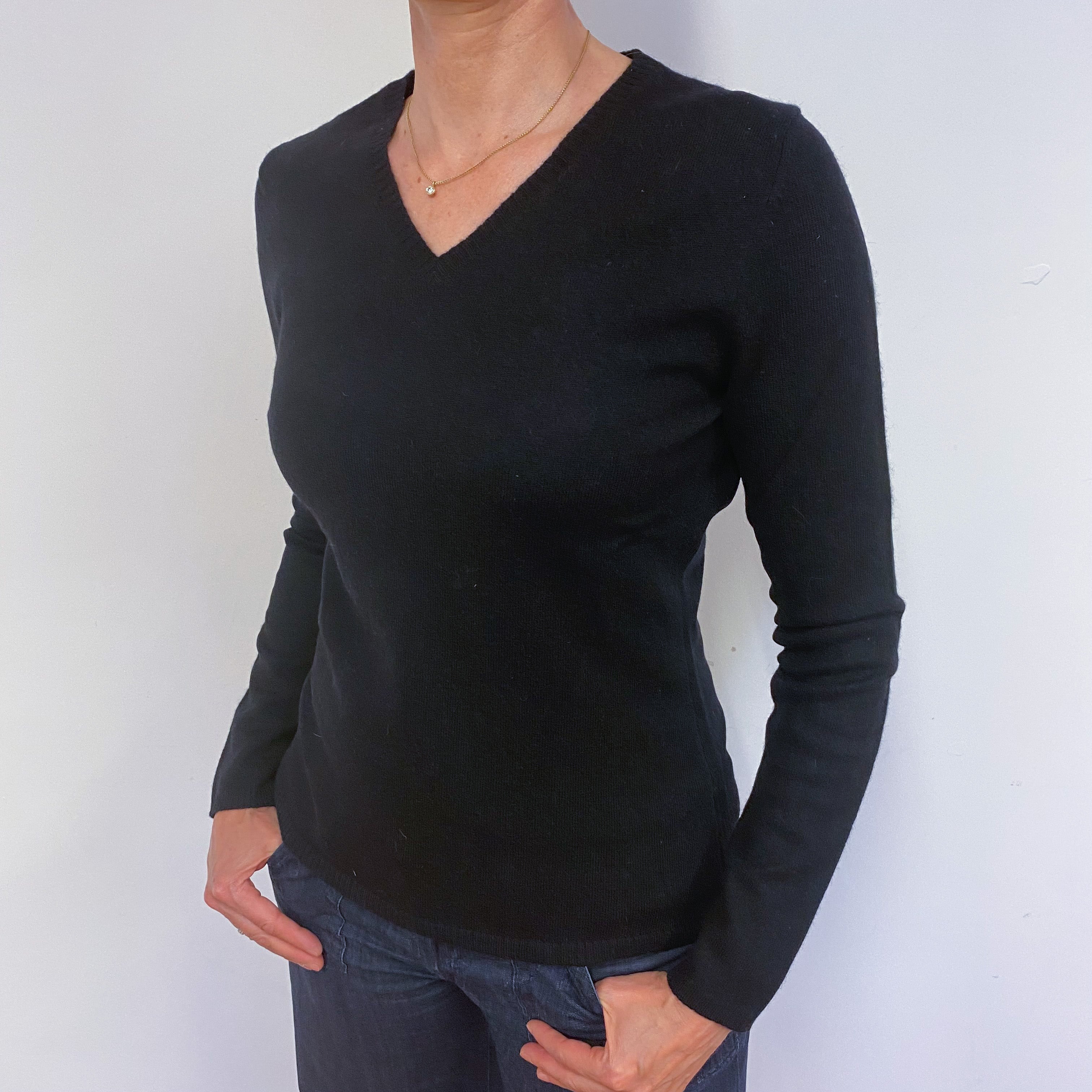 Classic Black V Neck Jumper Small