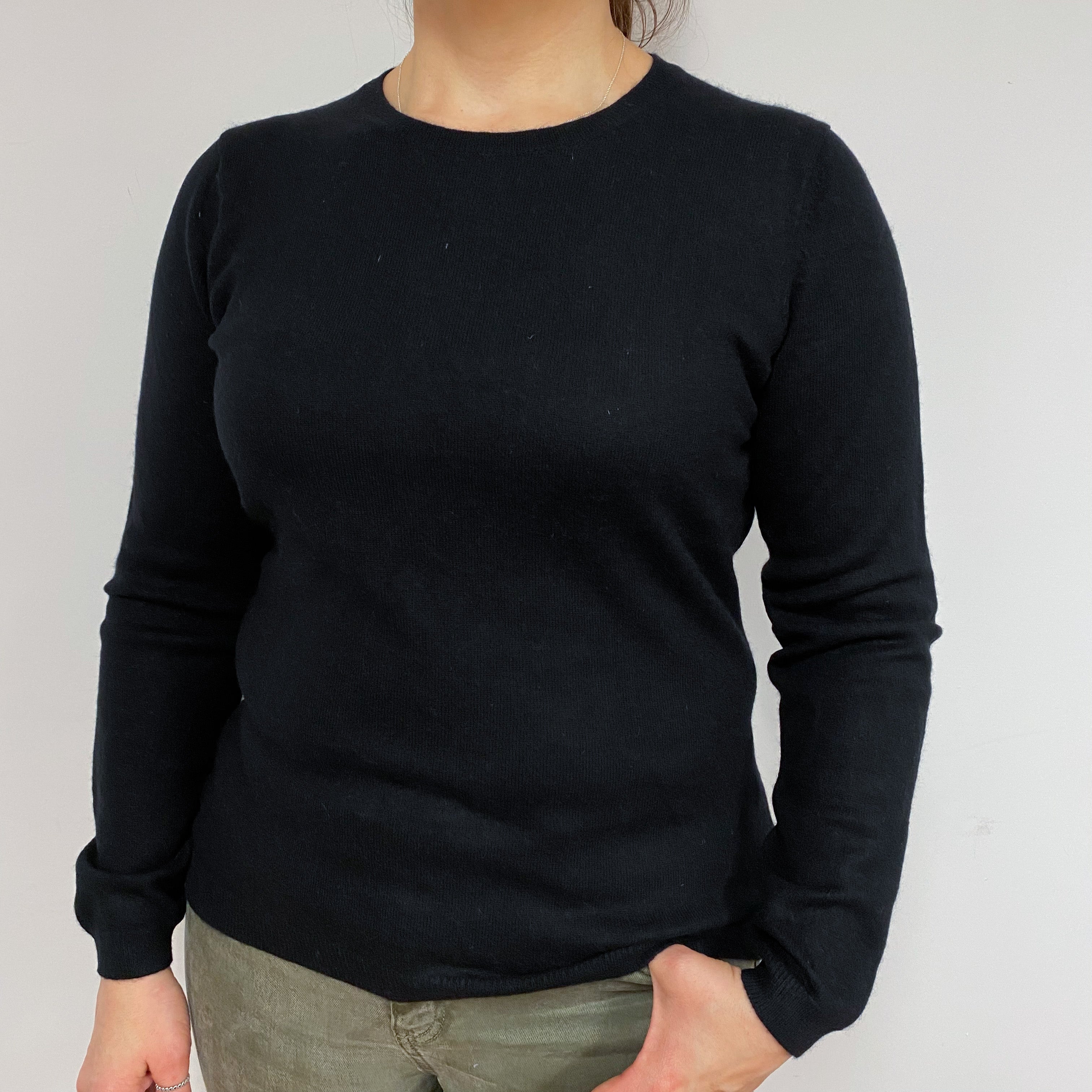 Classic Black Crew Neck Jumper Large