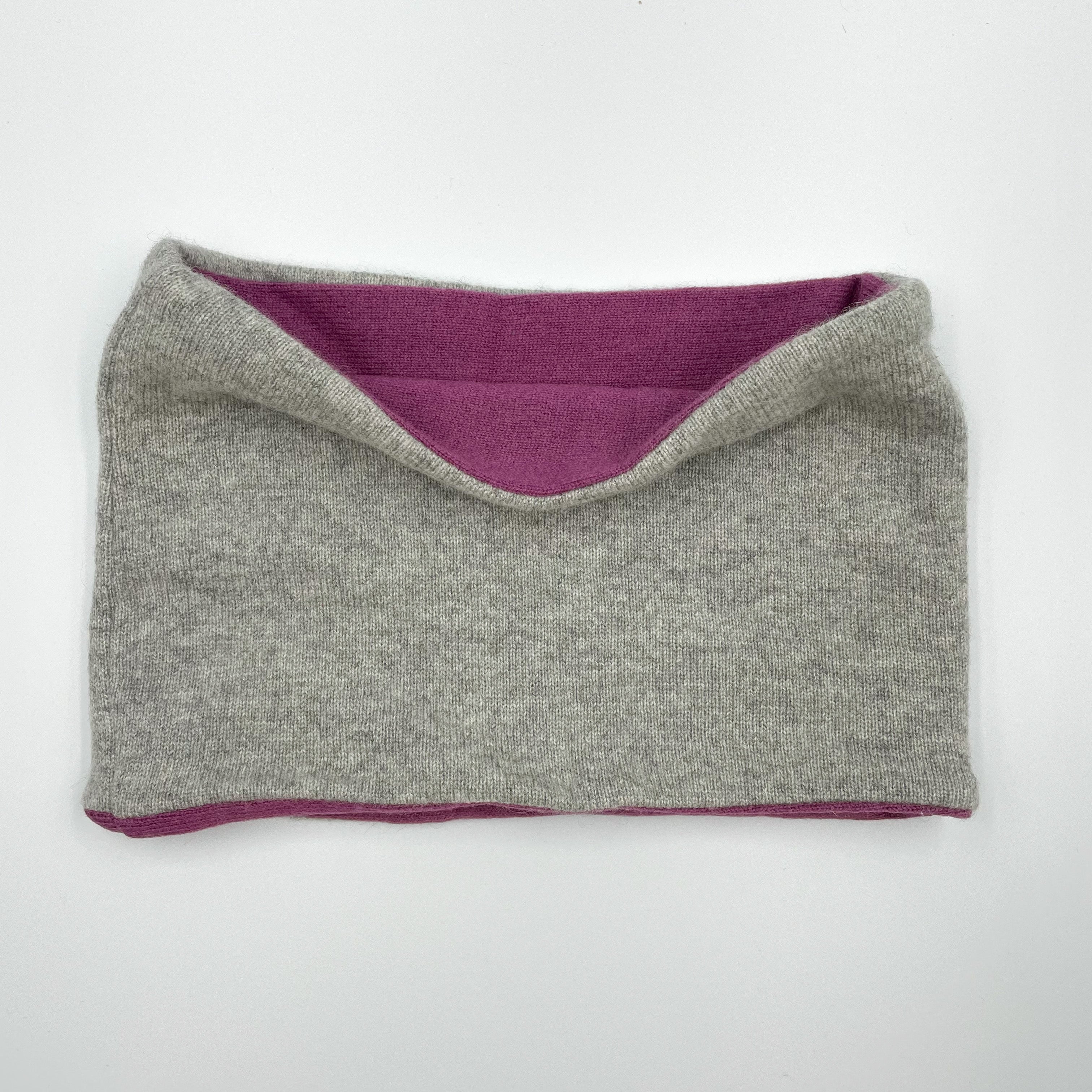 Pale Grey and Redcurrant Neck Warmer
