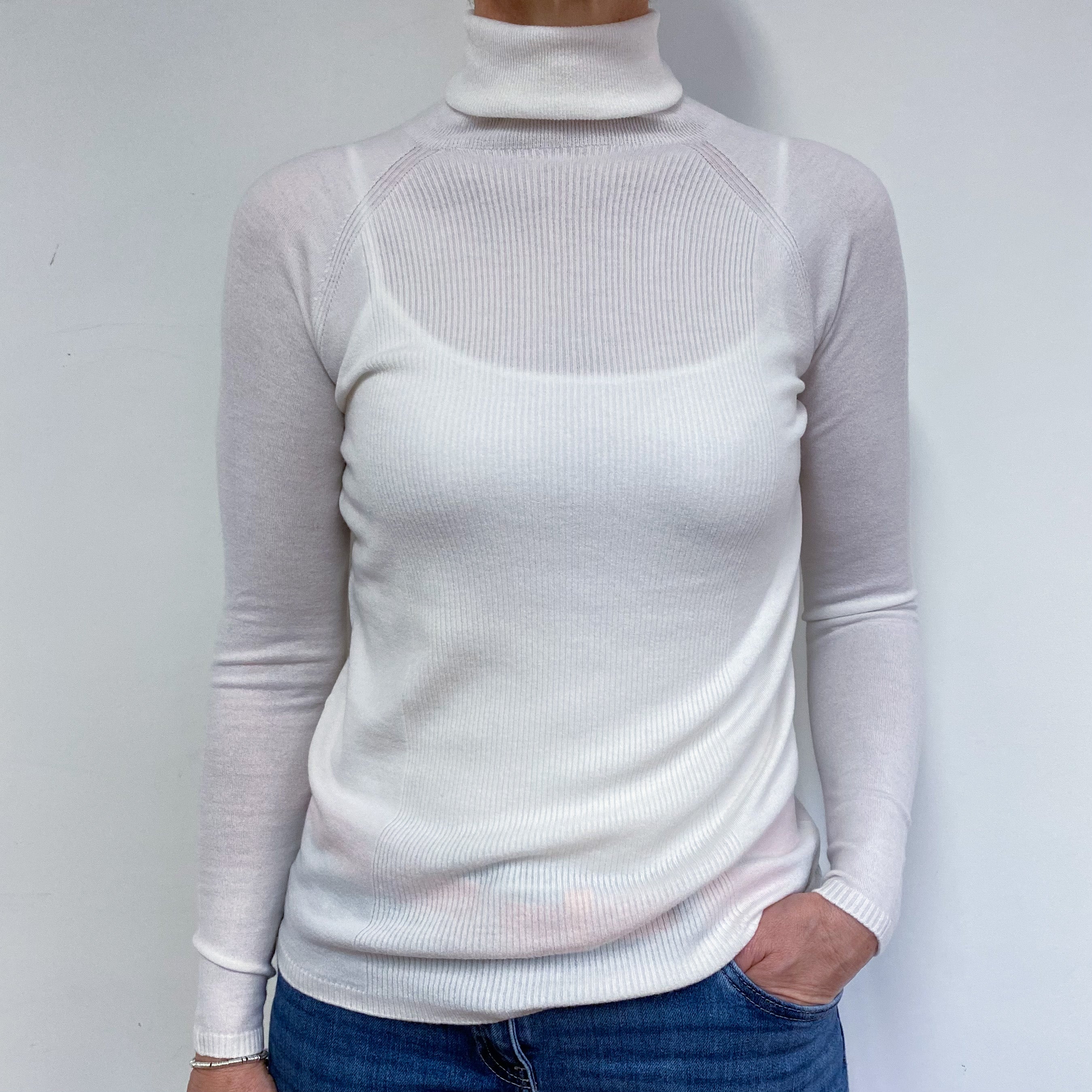 Brand New Winter White Polo Neck Jumper Medium