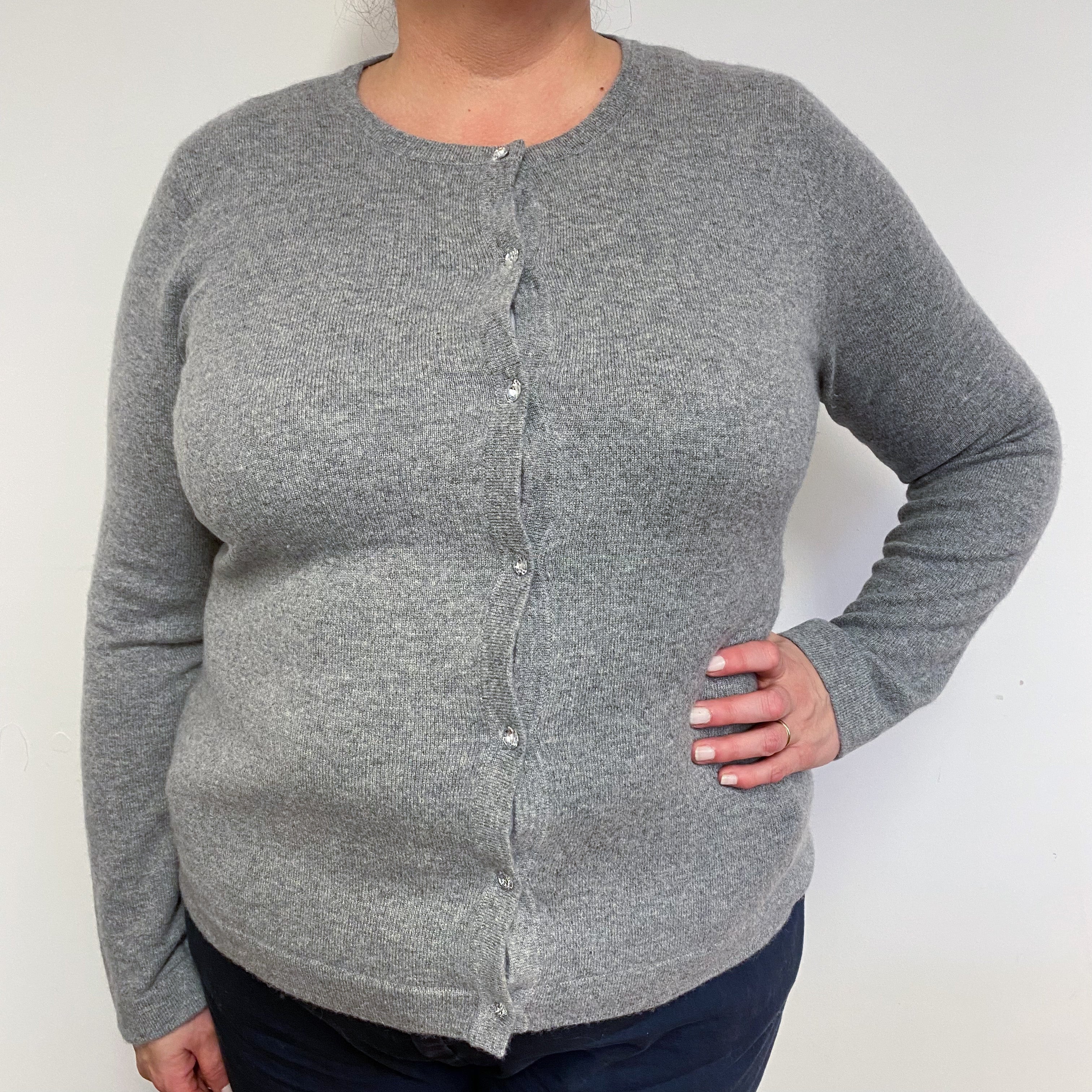 Ash Grey Crew Neck Cardigan Extra Extra Large