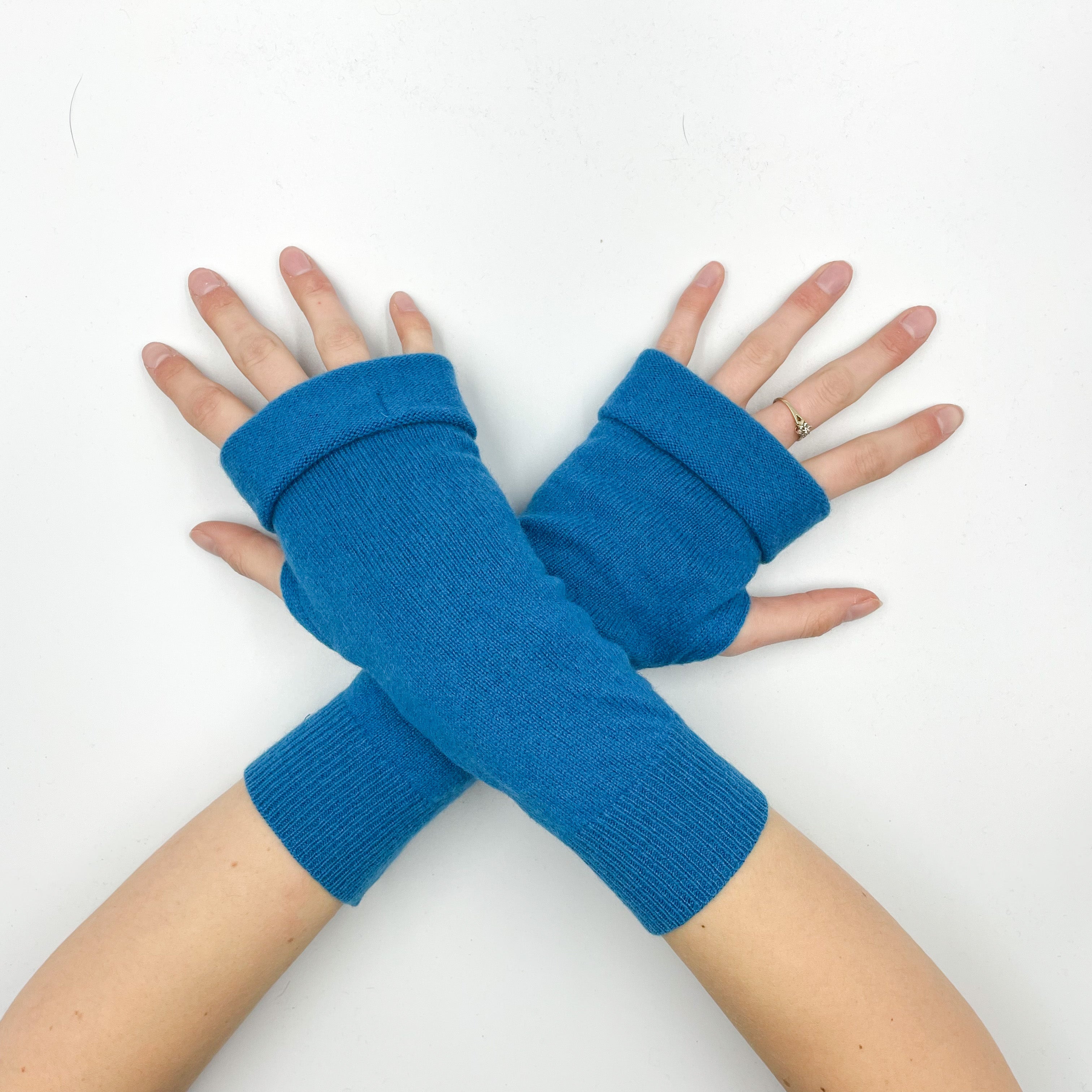 Teal Blue Fingerless Gloves