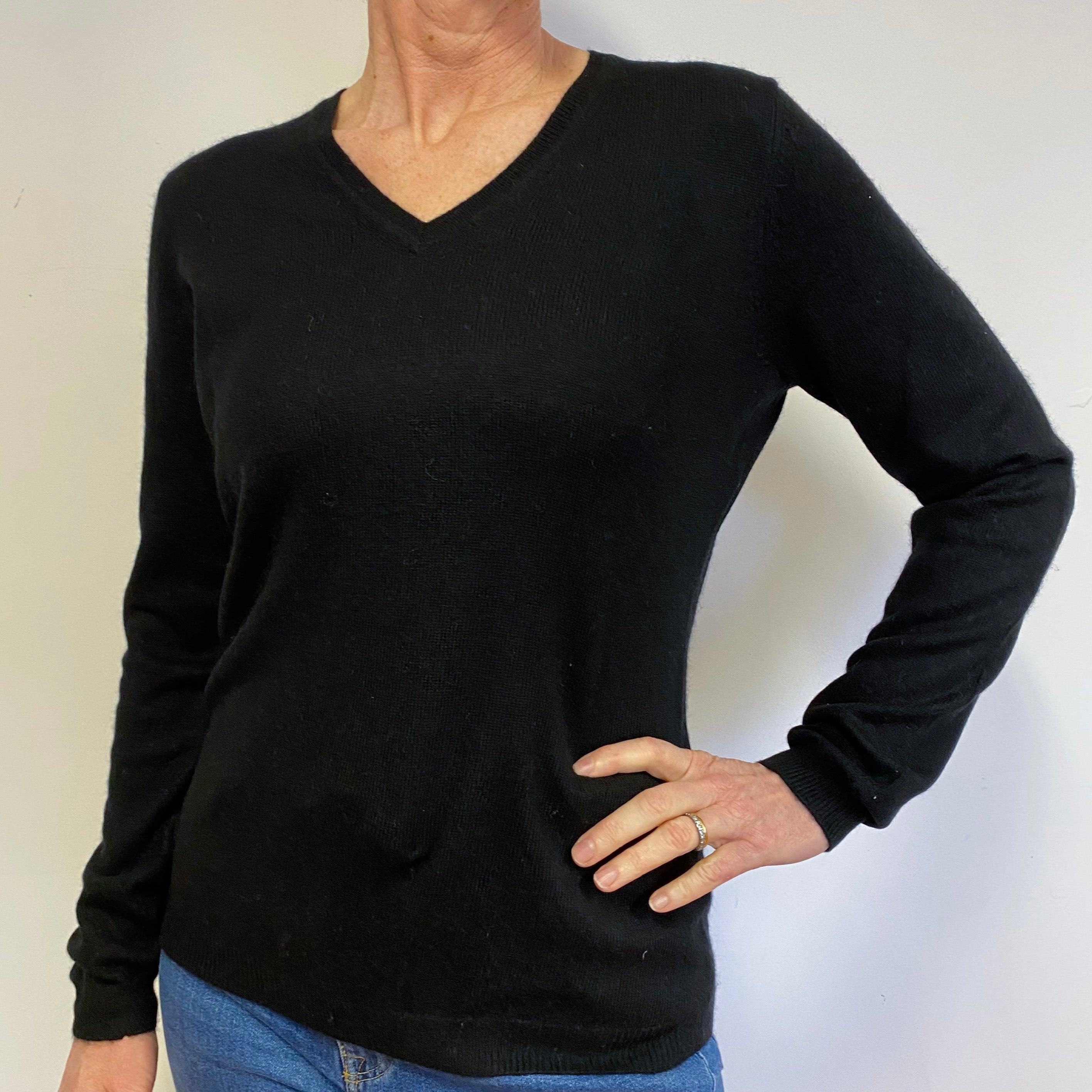 Black V Neck Jumper Medium