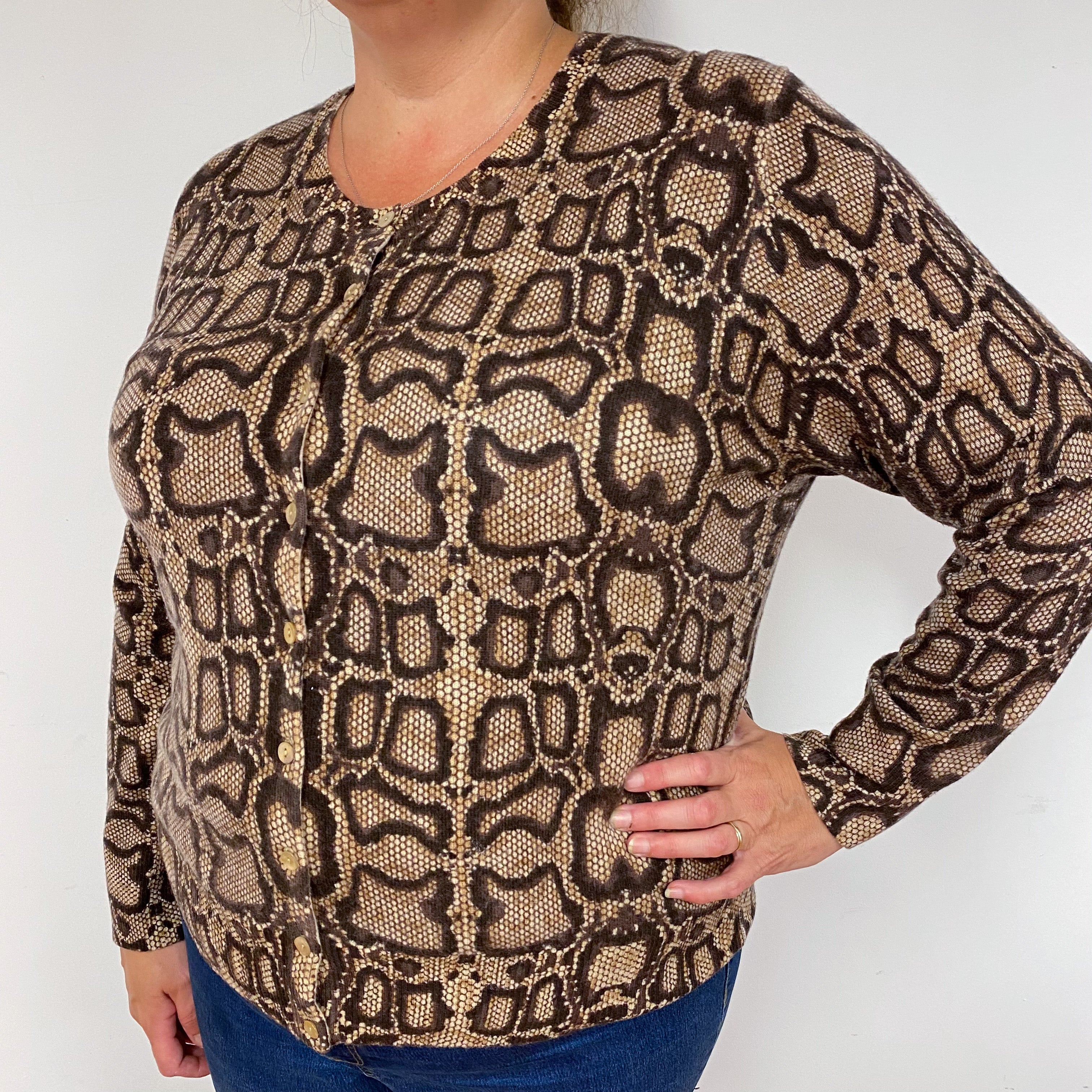 Brown Snake Crew Neck Cardigan Extra Large