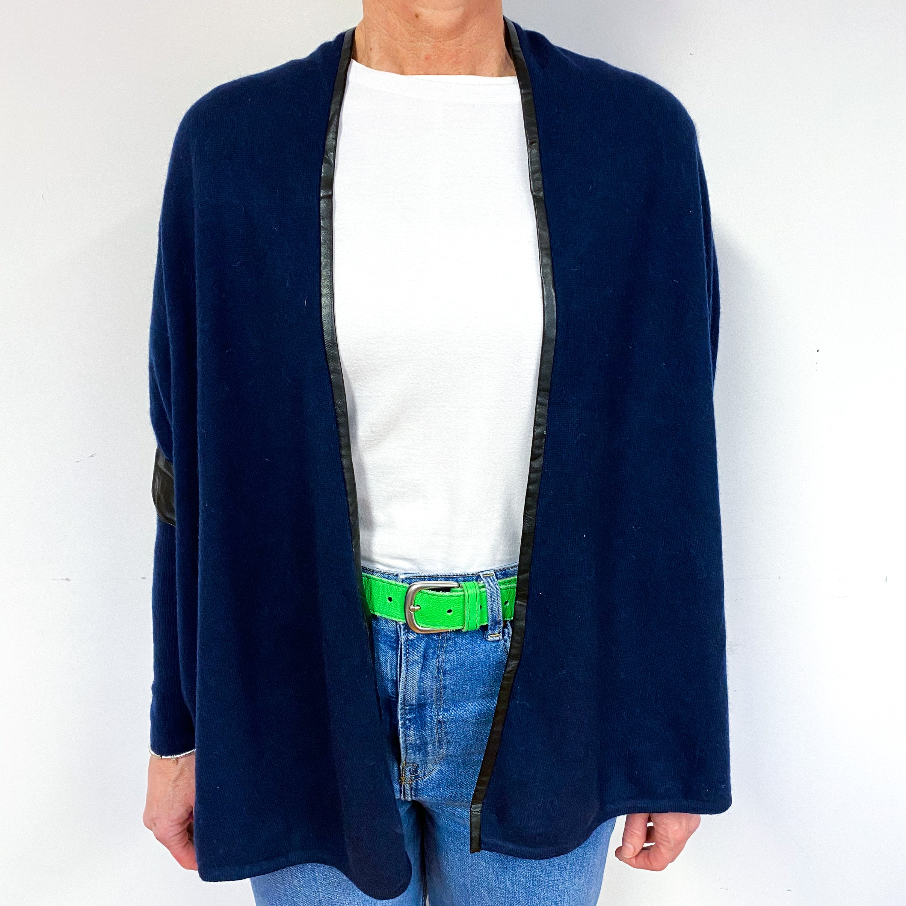 Dark Navy Cashmere Edge to Edge Cardigan Medium