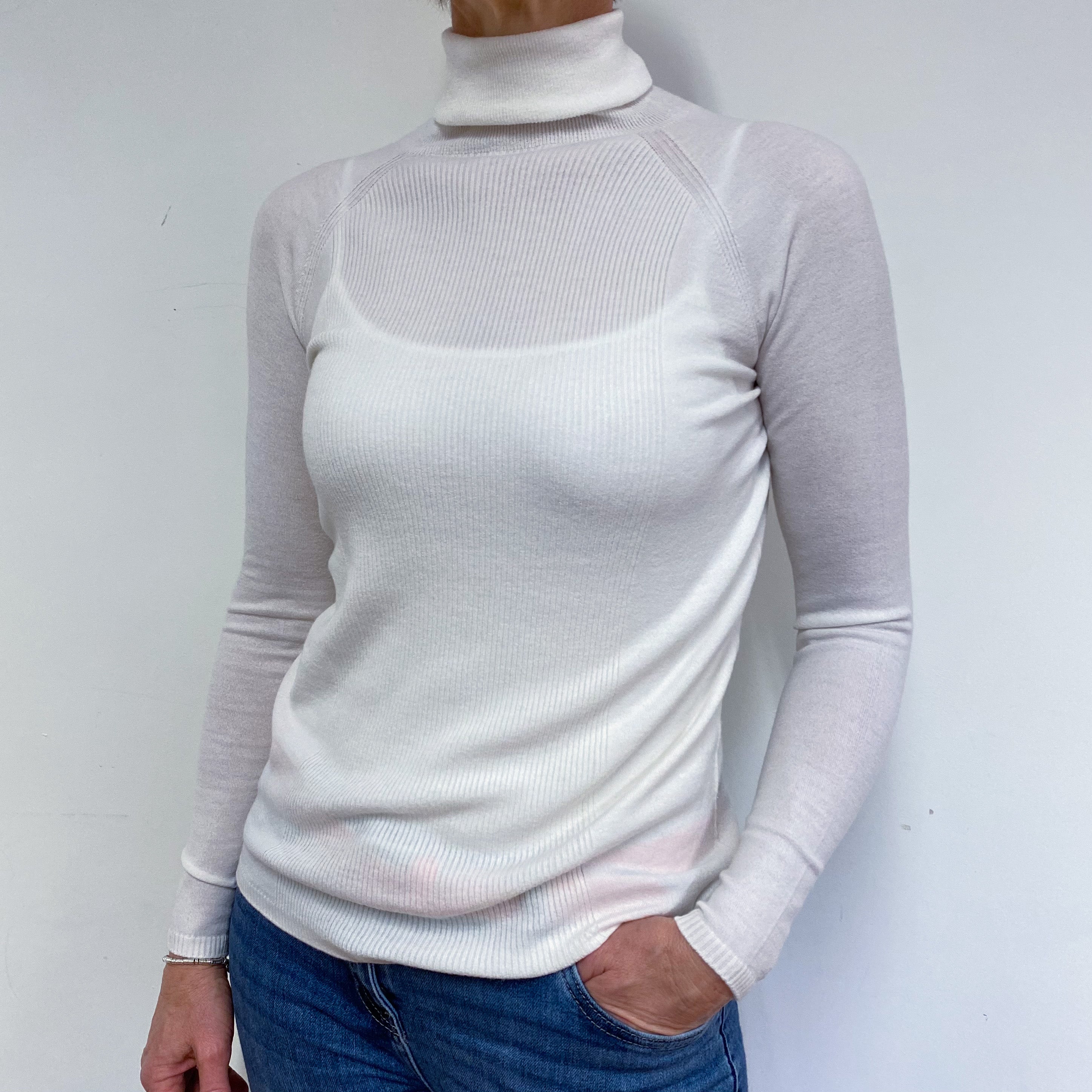 Brand New Winter White Polo Neck Jumper Medium