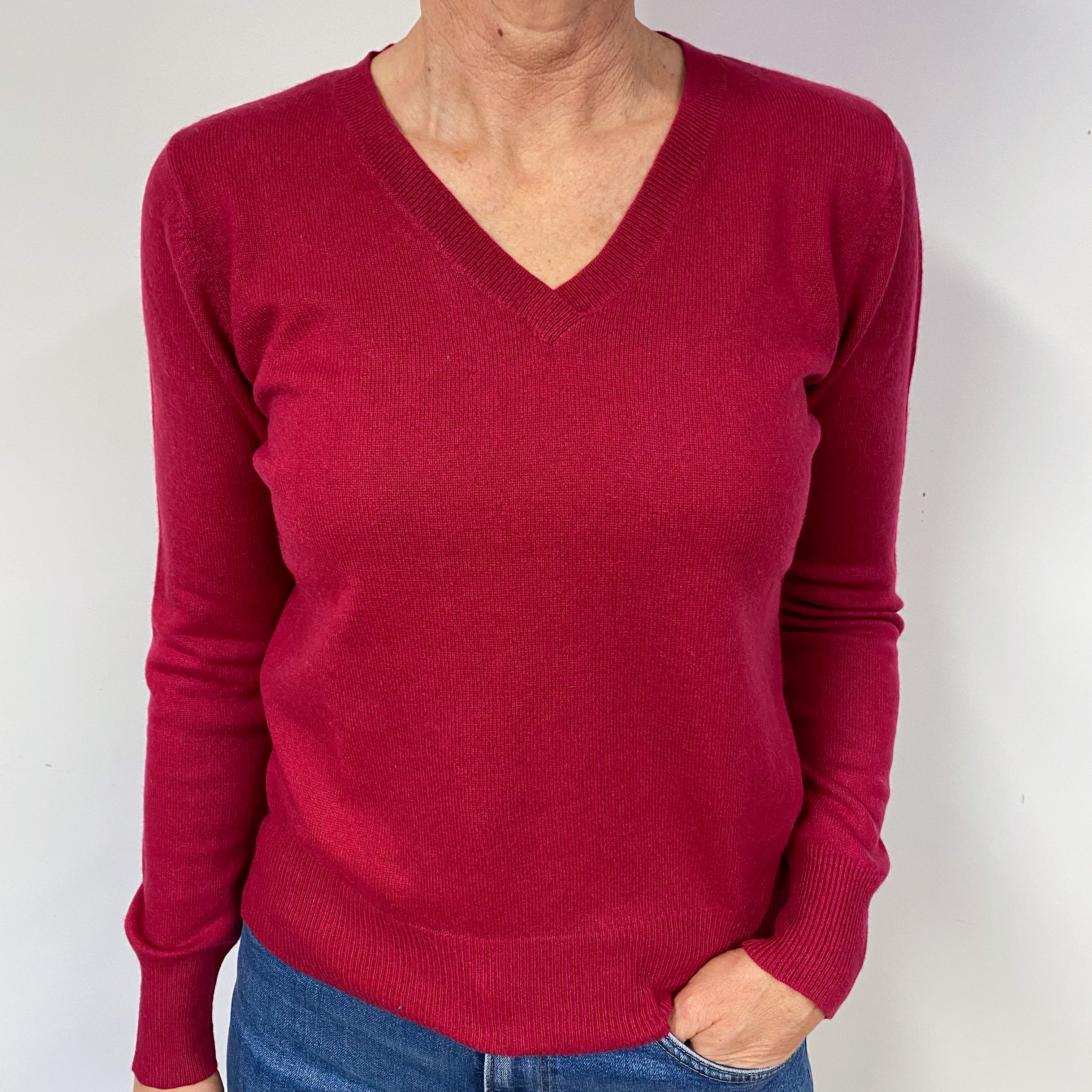 Ruby Red V-Neck Jumper Medium