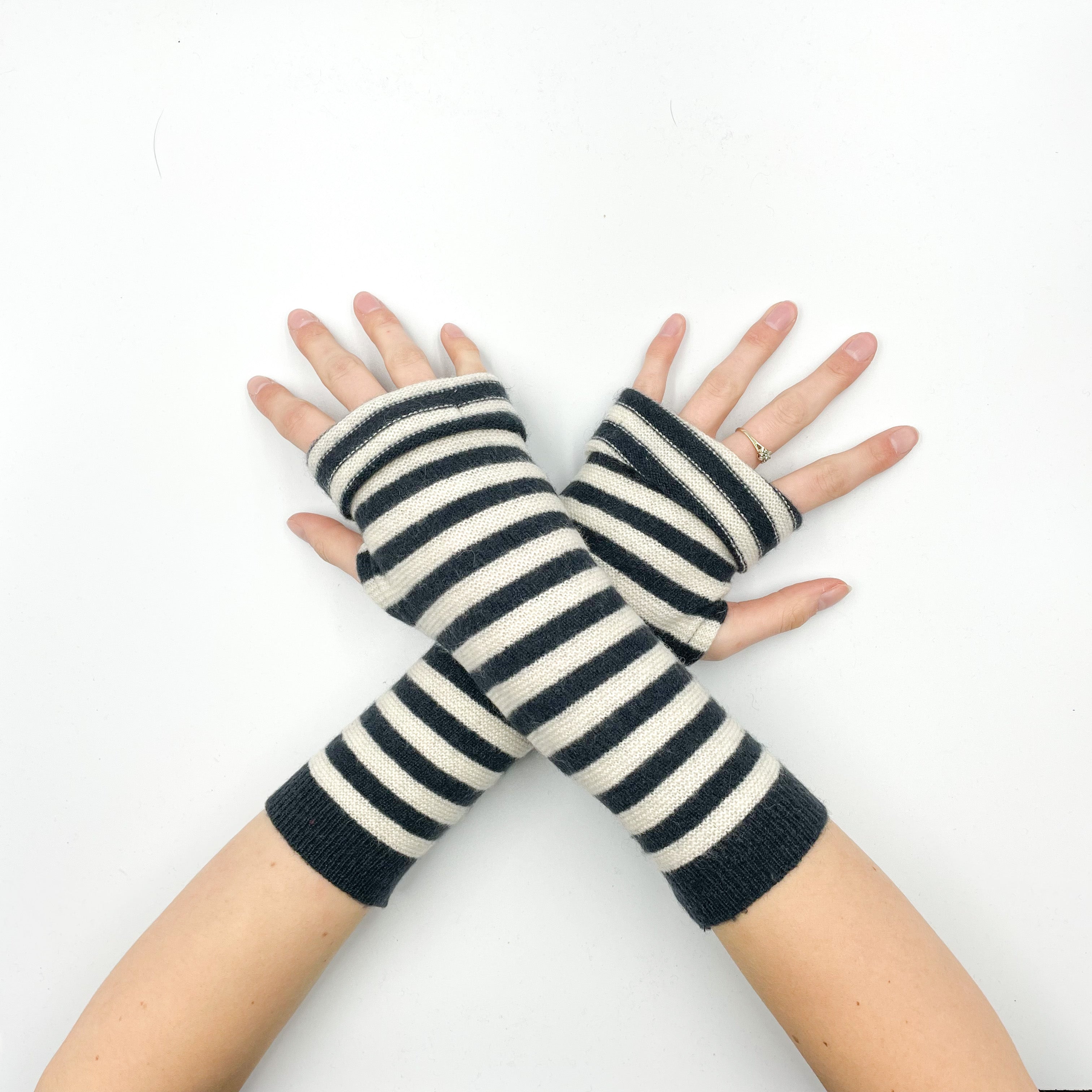 long striped fingerless gloves