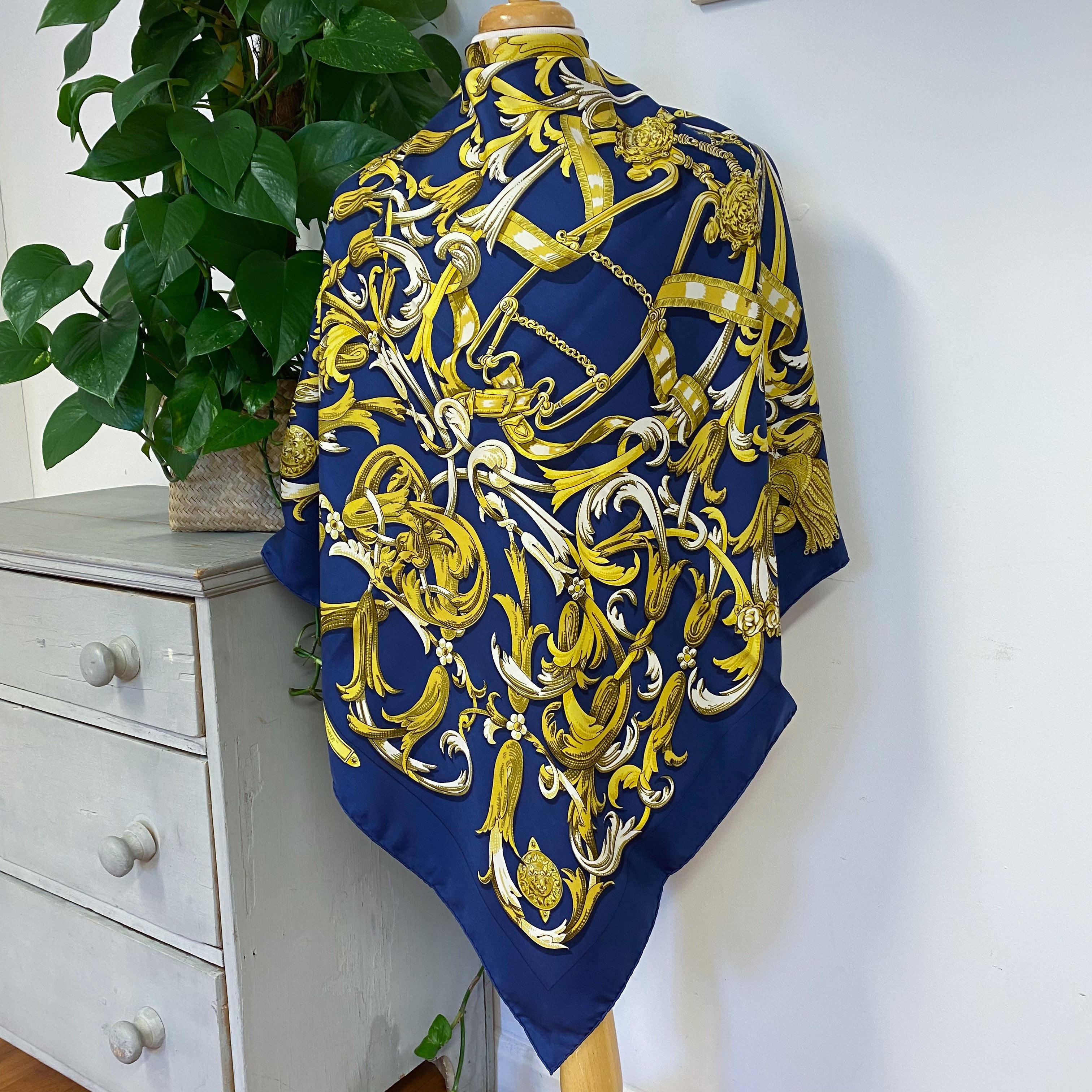 Hermes Le Mors a La Conetable Vintage Silk Scarf