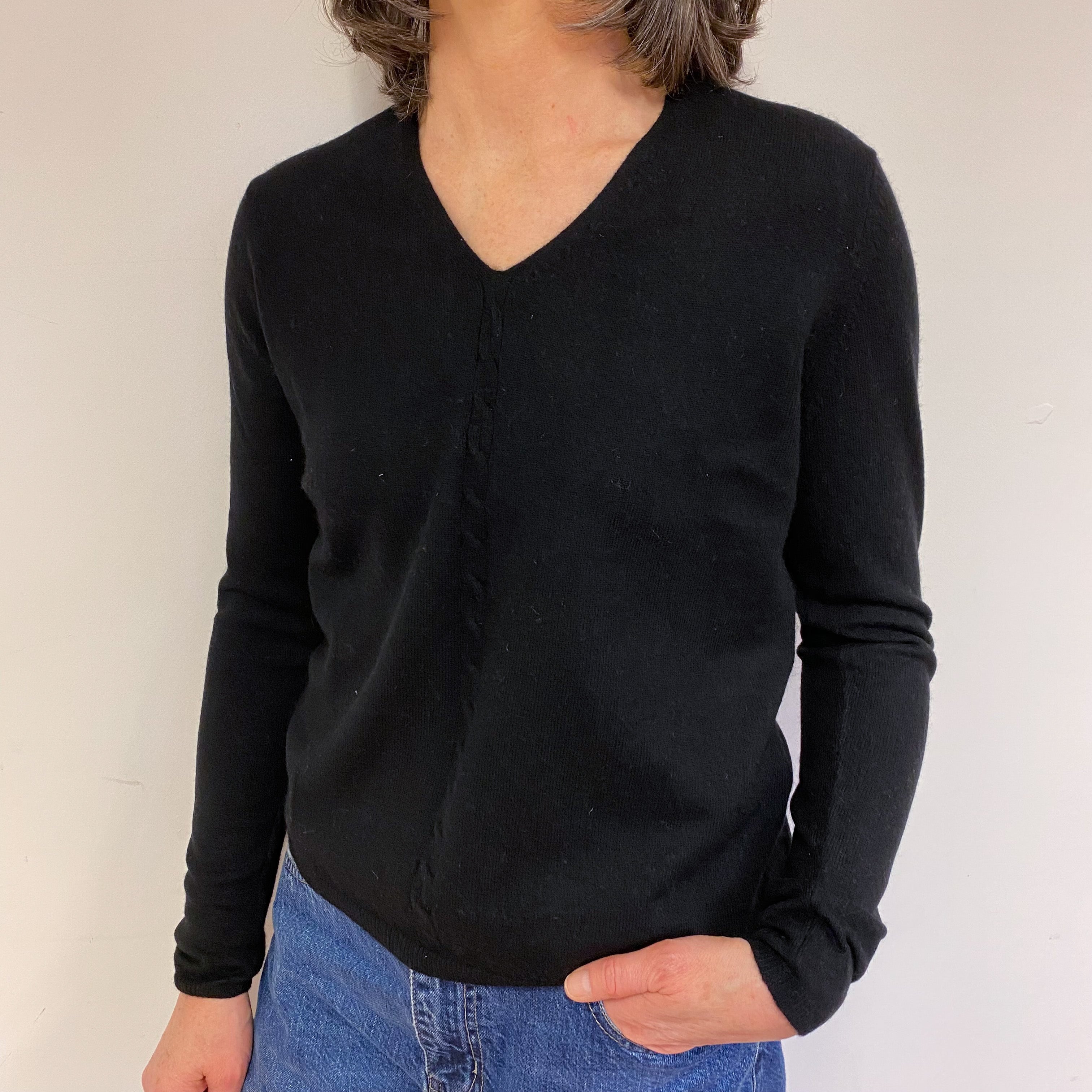 Black Classic V Neck Jumper Medium