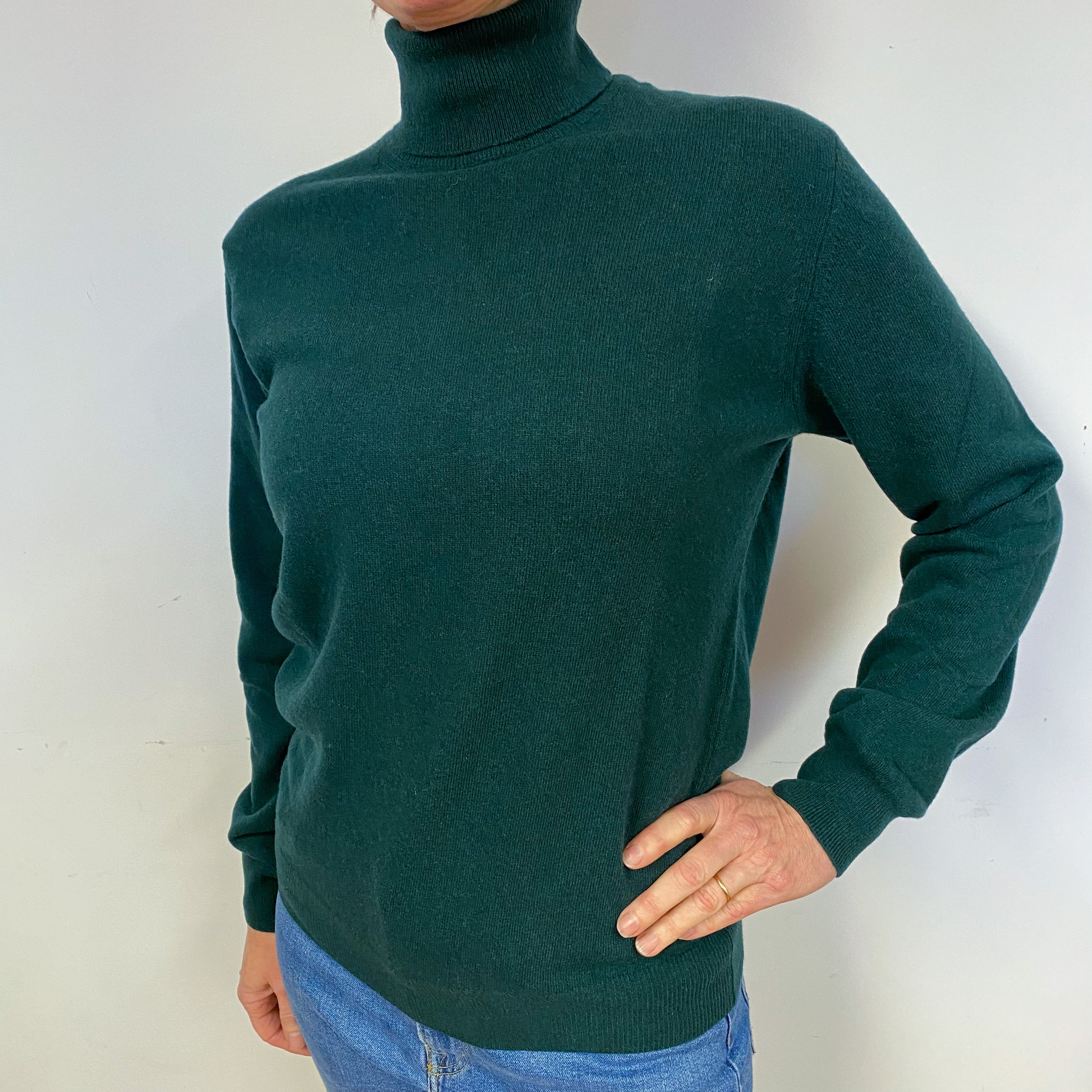 New Italian Forest Green Unisex Polo Neck Jumper Small-Extra Large