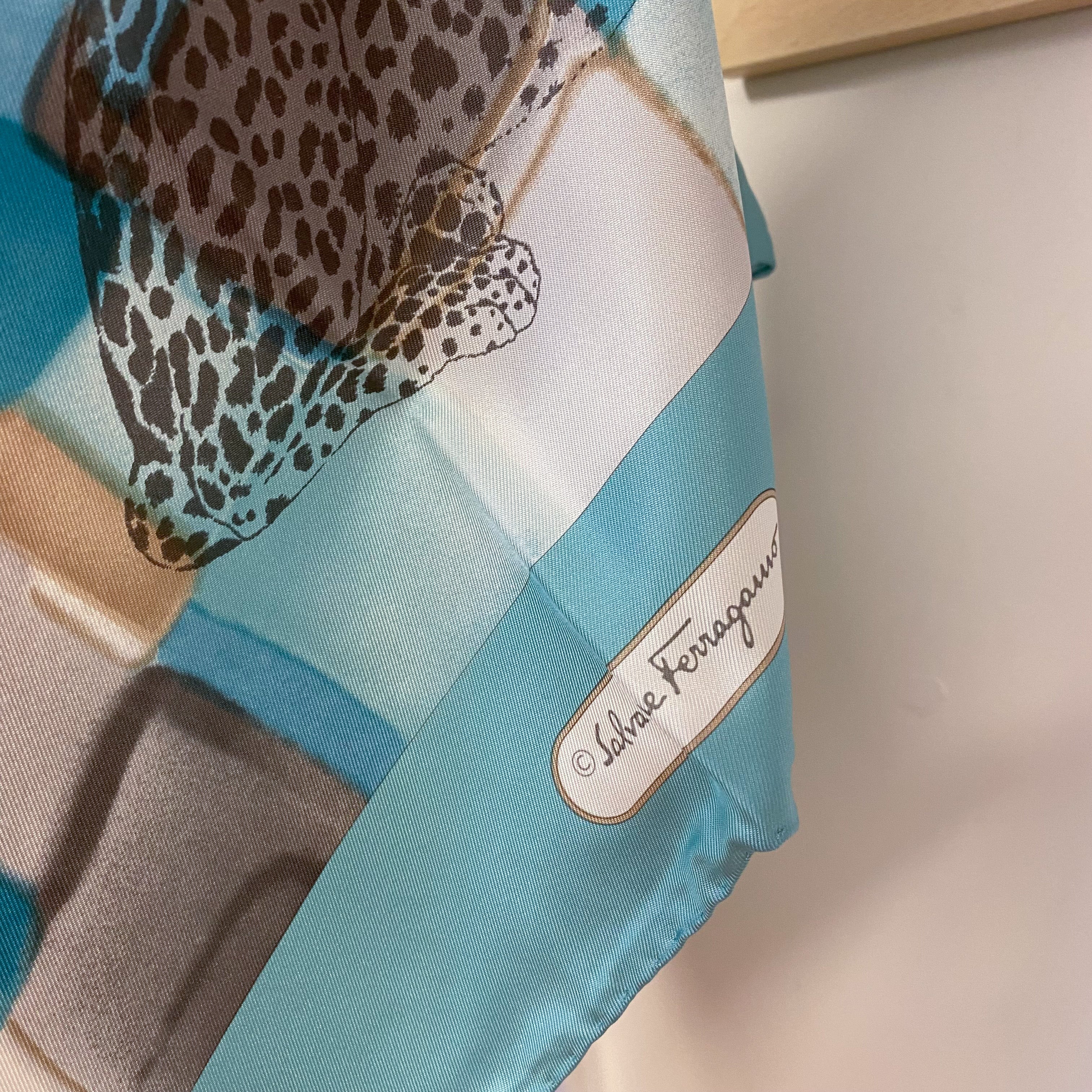 Salvatore Ferragamo Leopard Design Designer Silk Scarf