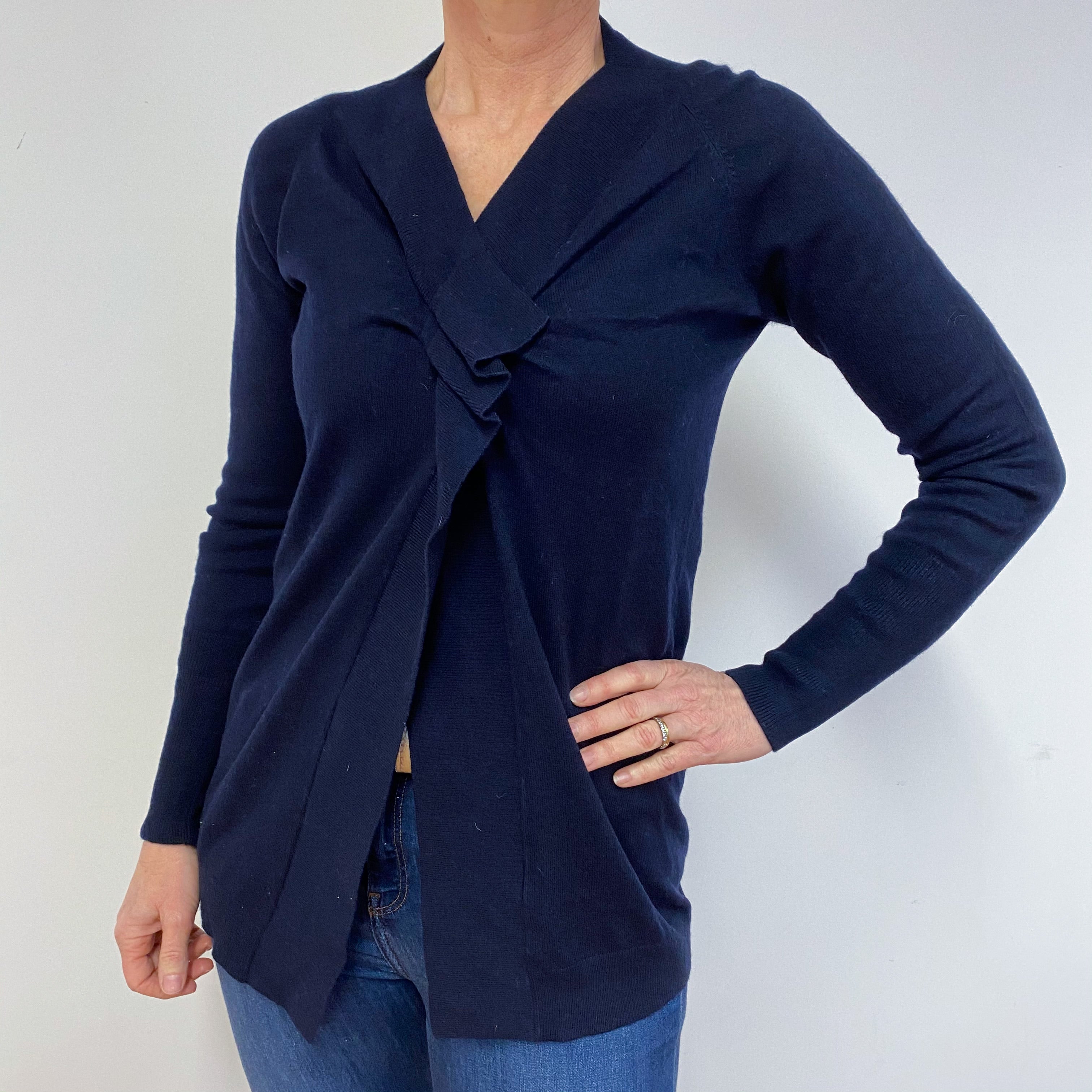 Navy Blue Brunello Cucinelli Ruffle Detailed Cardigan Medium