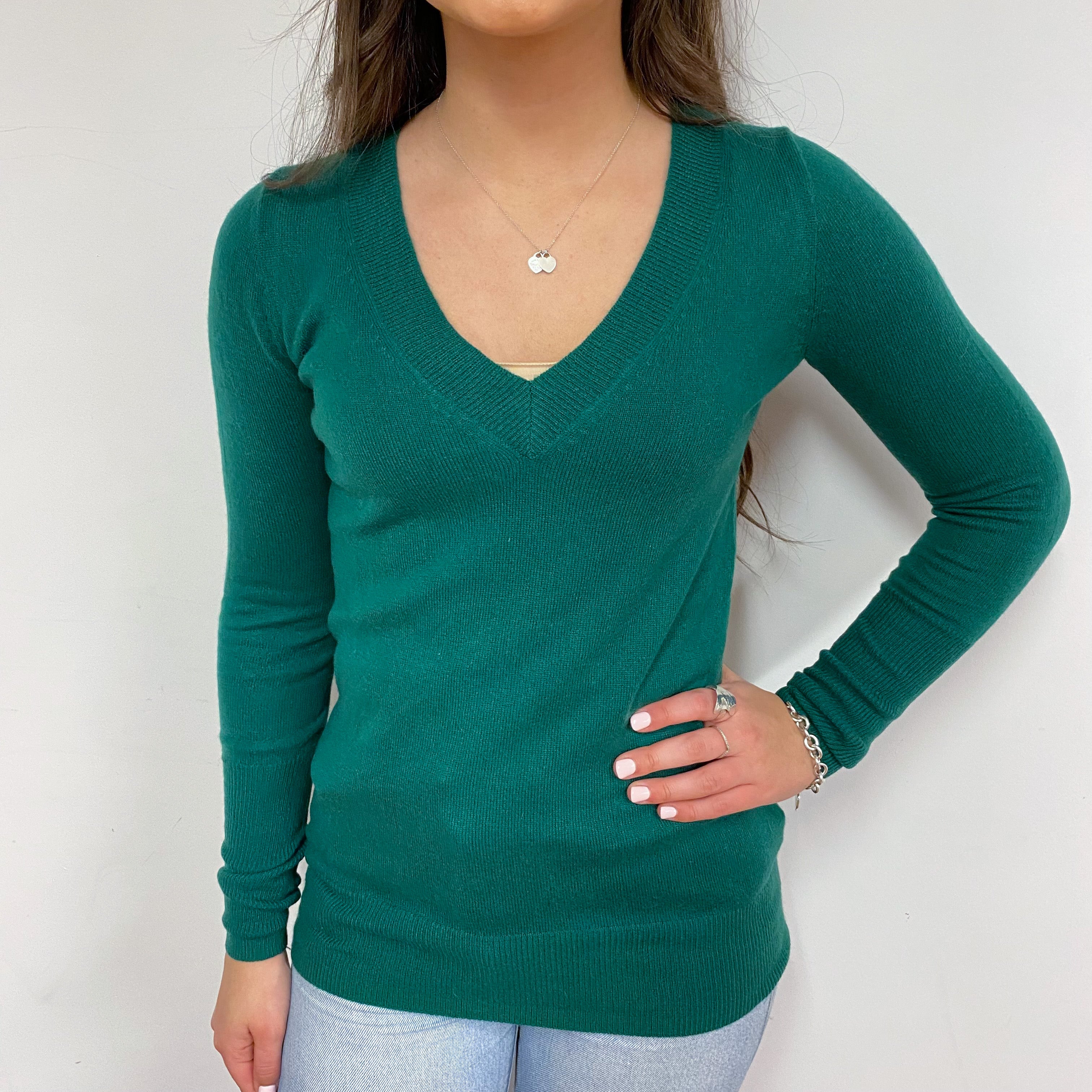 Pine Green V Neck Jumper Extra Small