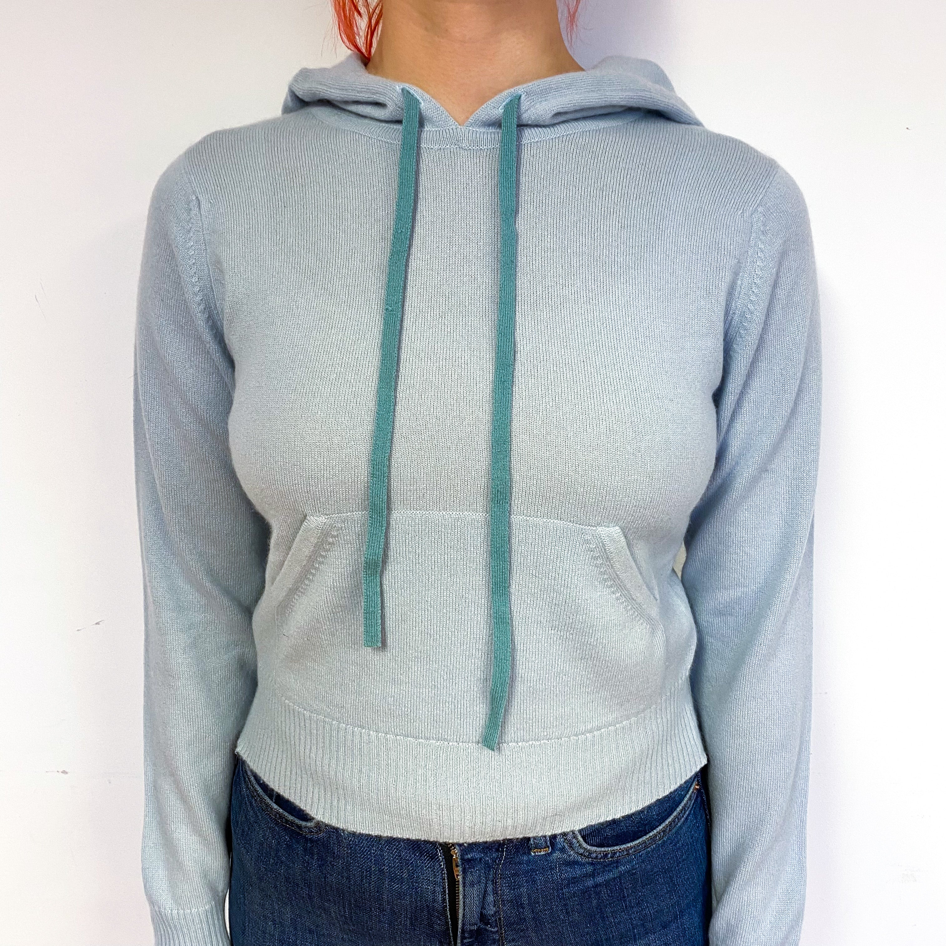 Opal Blue Cashmere Hoodie Jumper Small