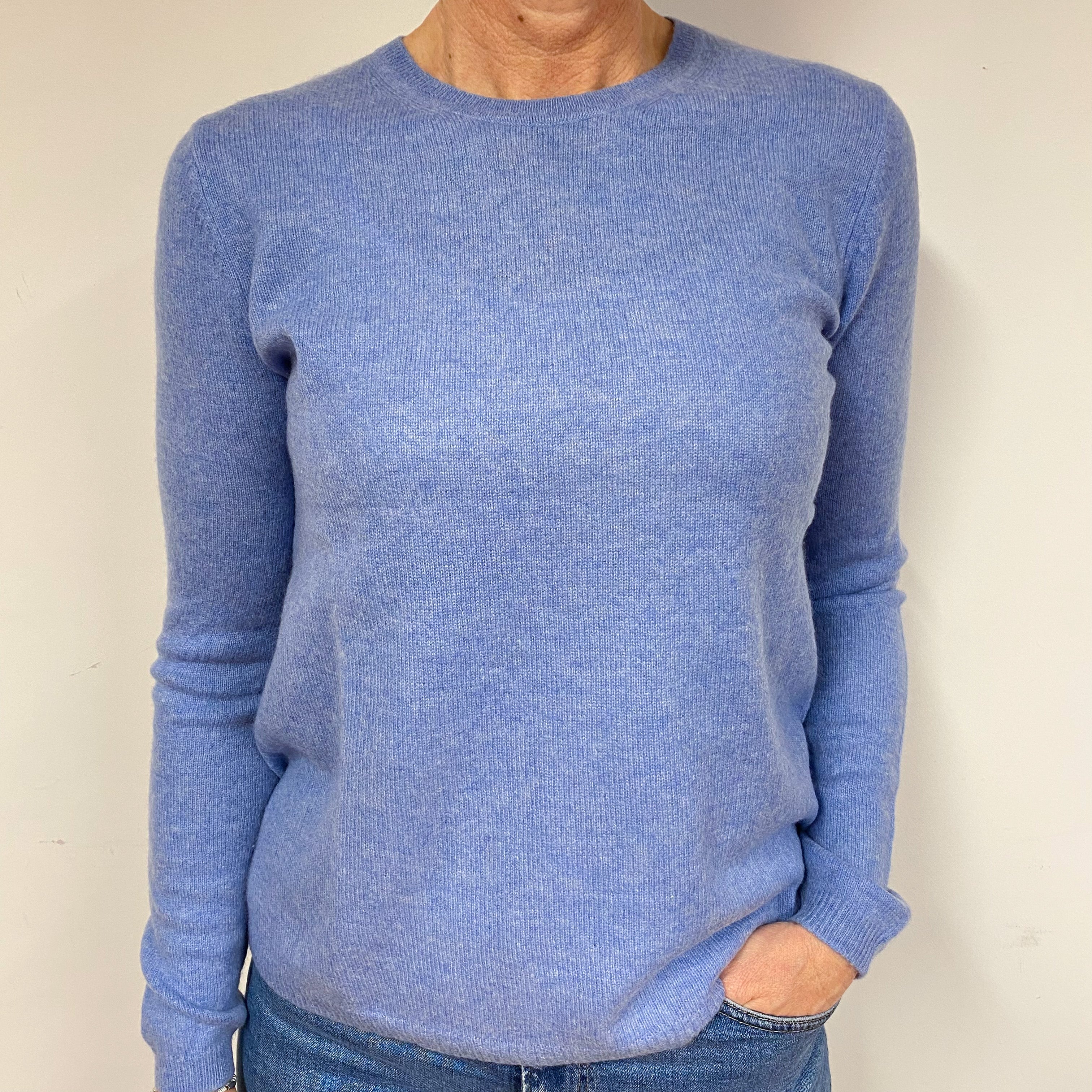 Sky Blue Cashmere Crew Neck Jumper Medium
