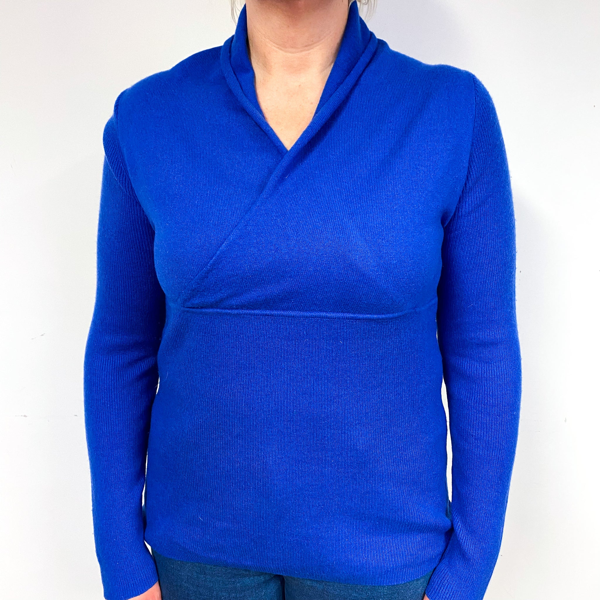 Bariloche Fine Lurex V Neck Jumper Cobalt