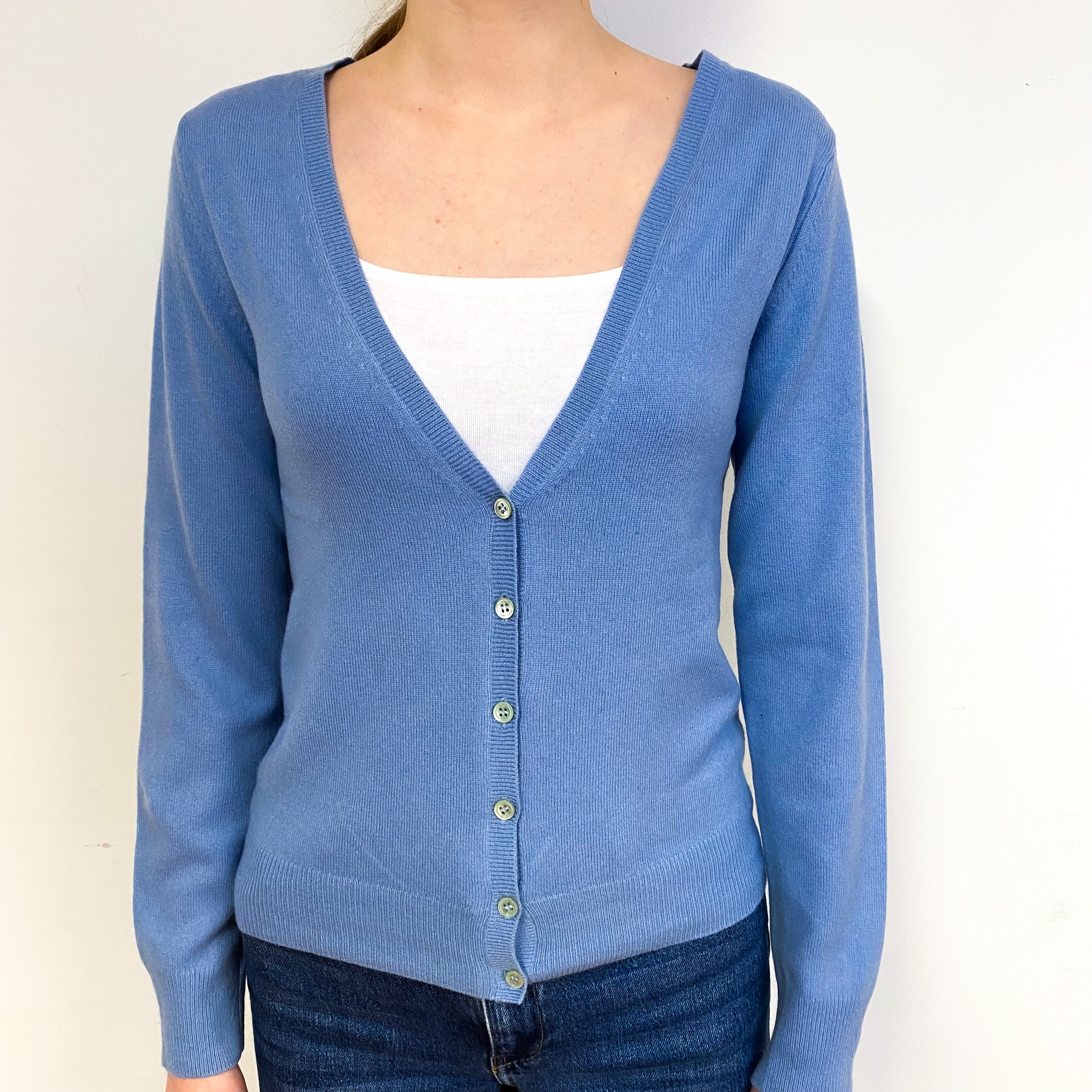 Sky Blue Cashmere V-Neck Cardigan Extra Small