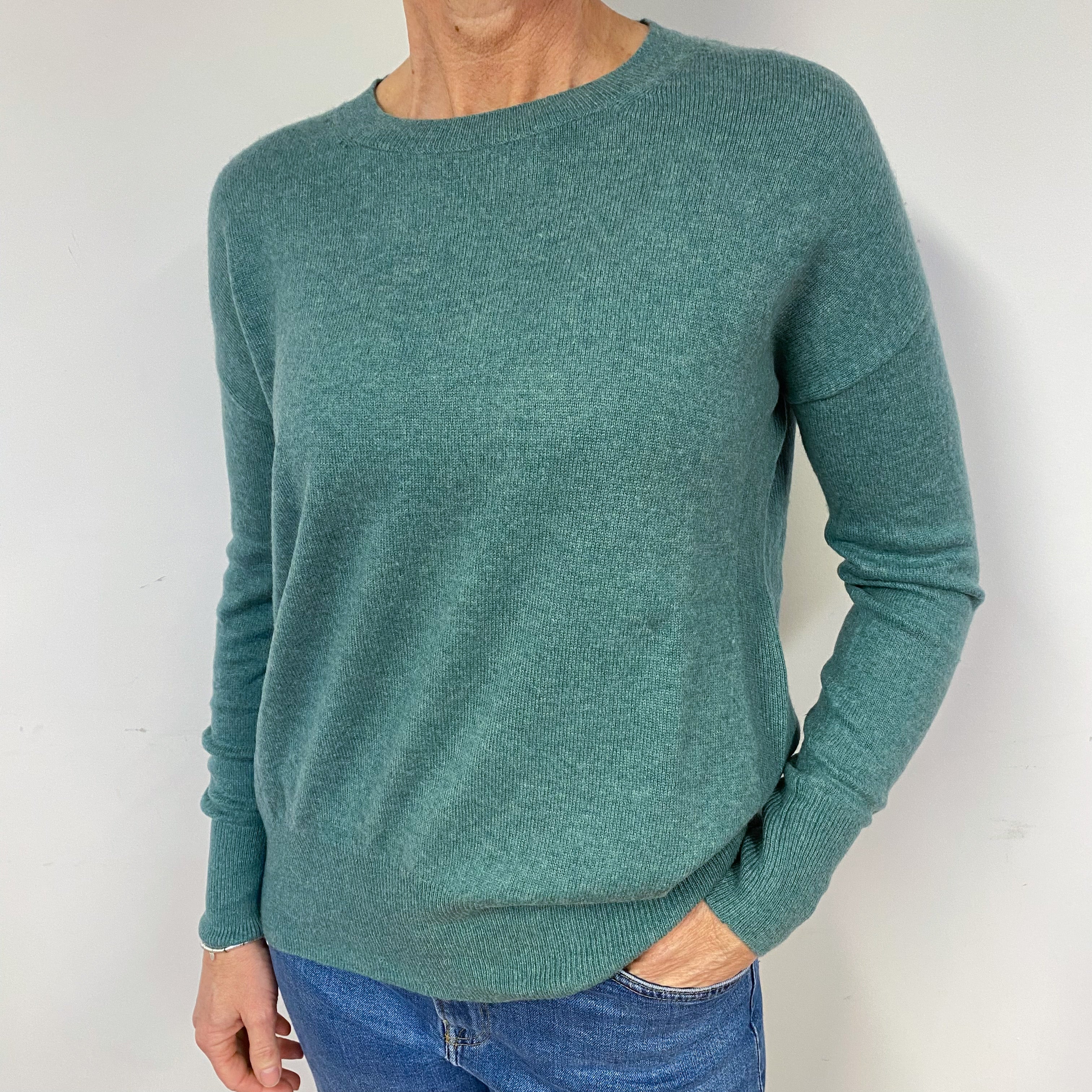 Sea Green Cashmere Crew Neck Jumper Medium