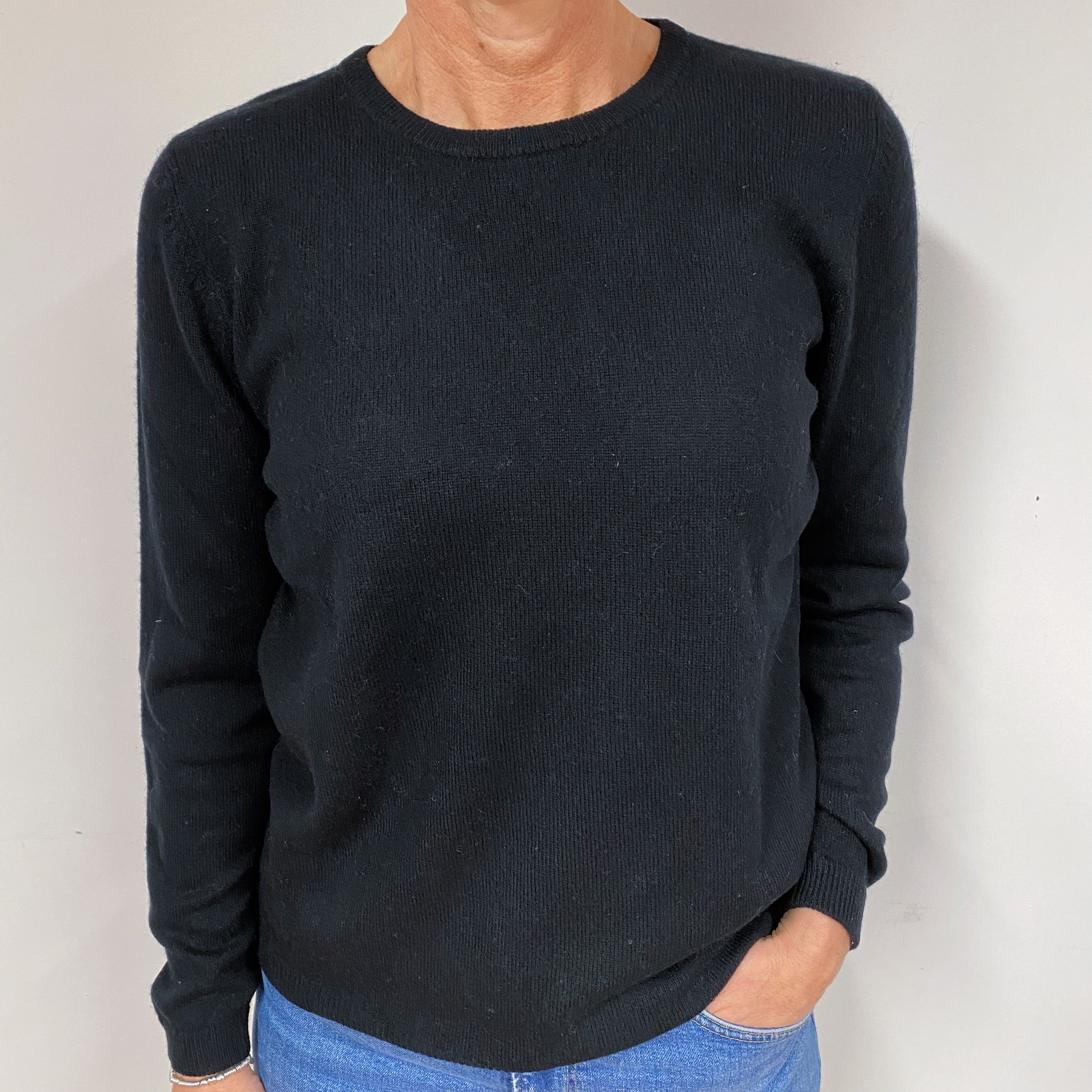 Black Cashmere Crew Neck Jumper Medium