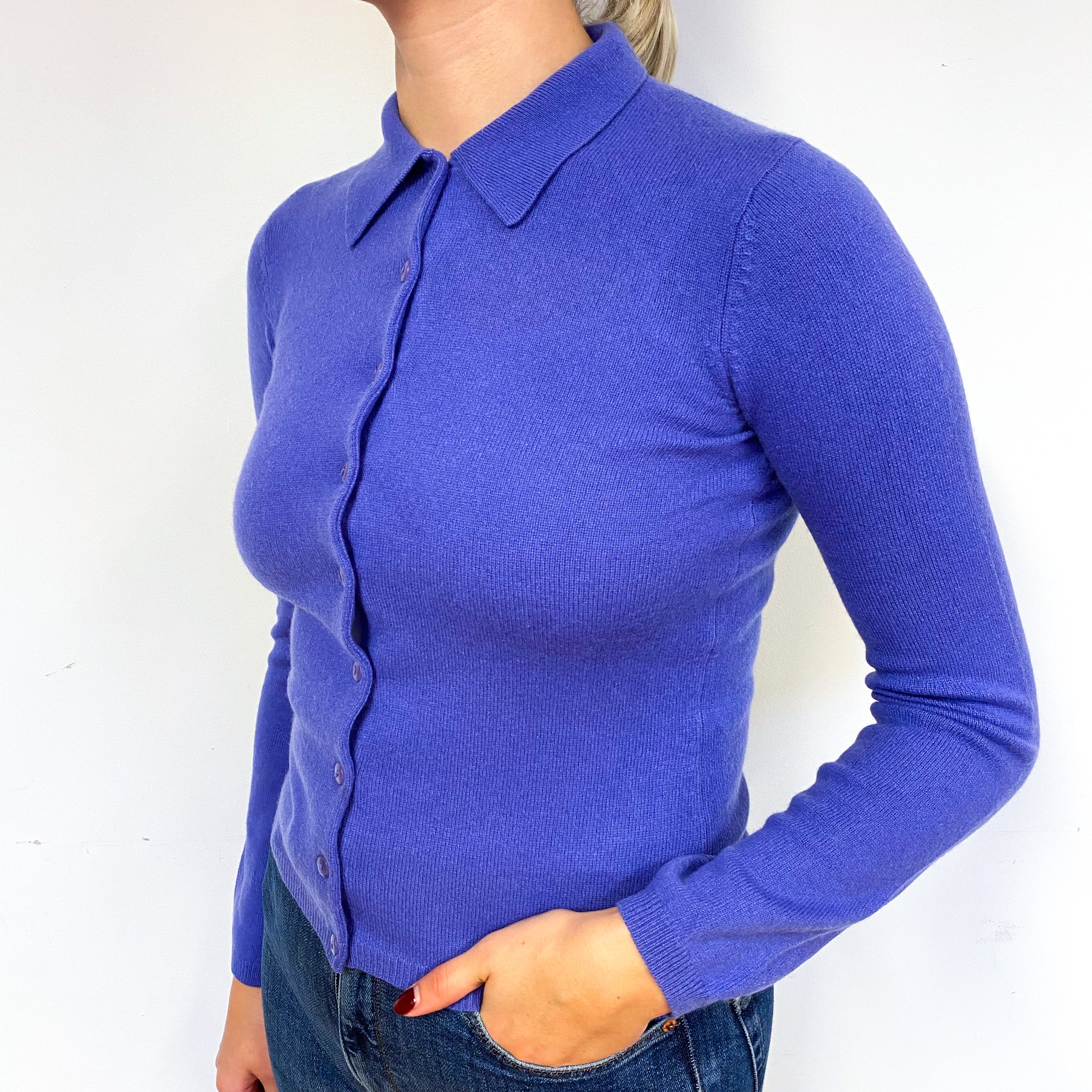 Bluebell Purple Cashmere Shirt Style Cardigan Small