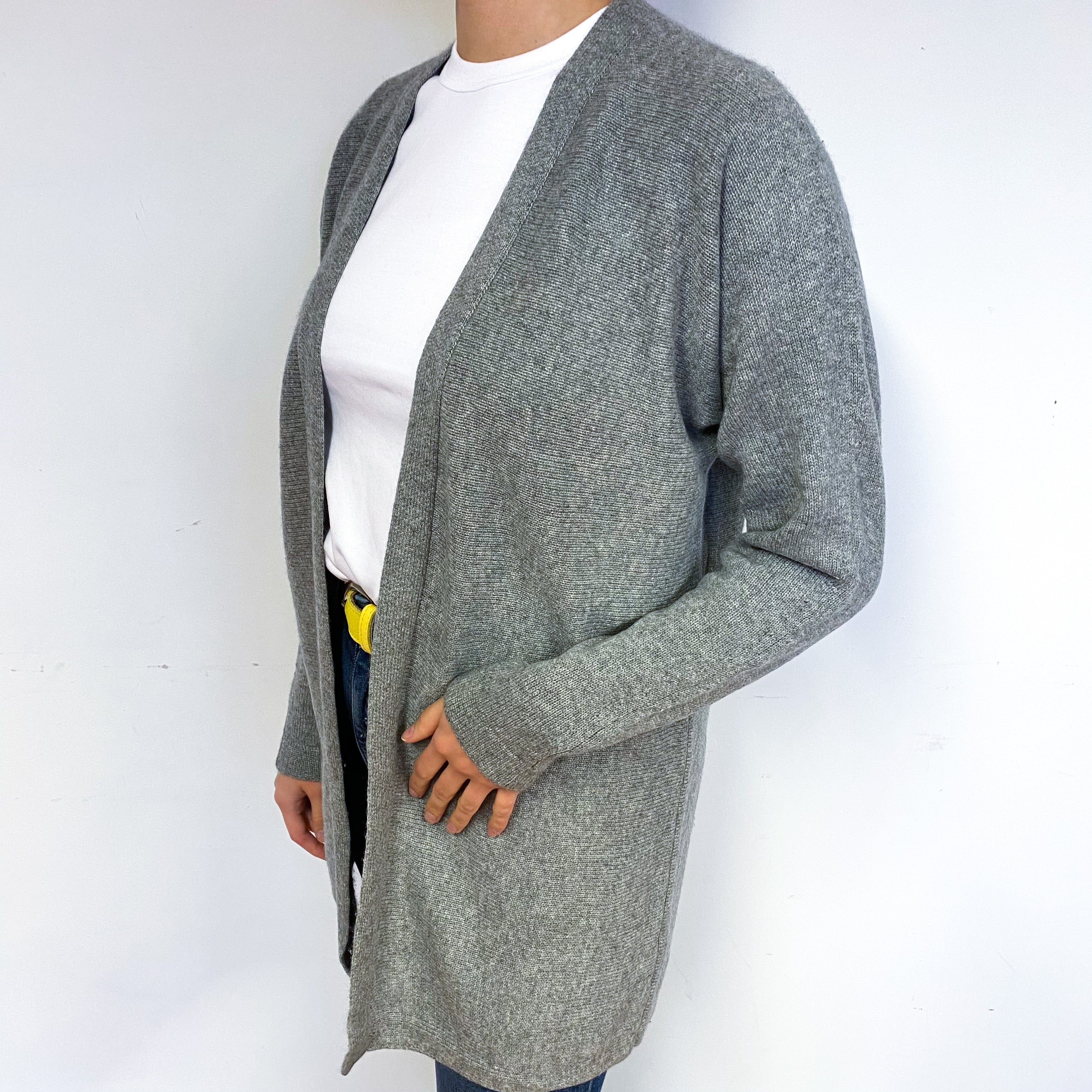 Theory Steel Grey Cashmere Edge to Edge Cardigan Small