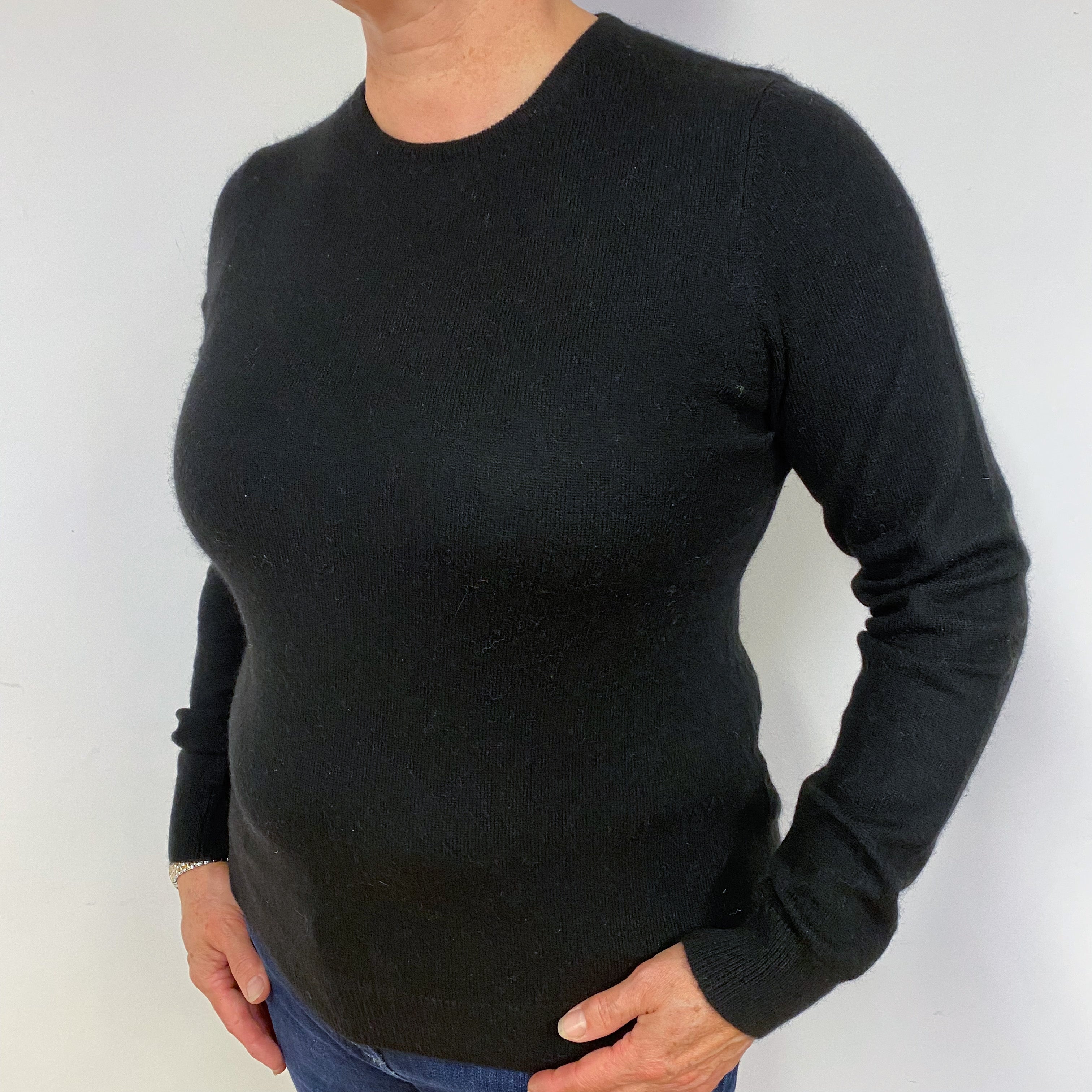 Black Cashmere Crew Neck Jumper Large