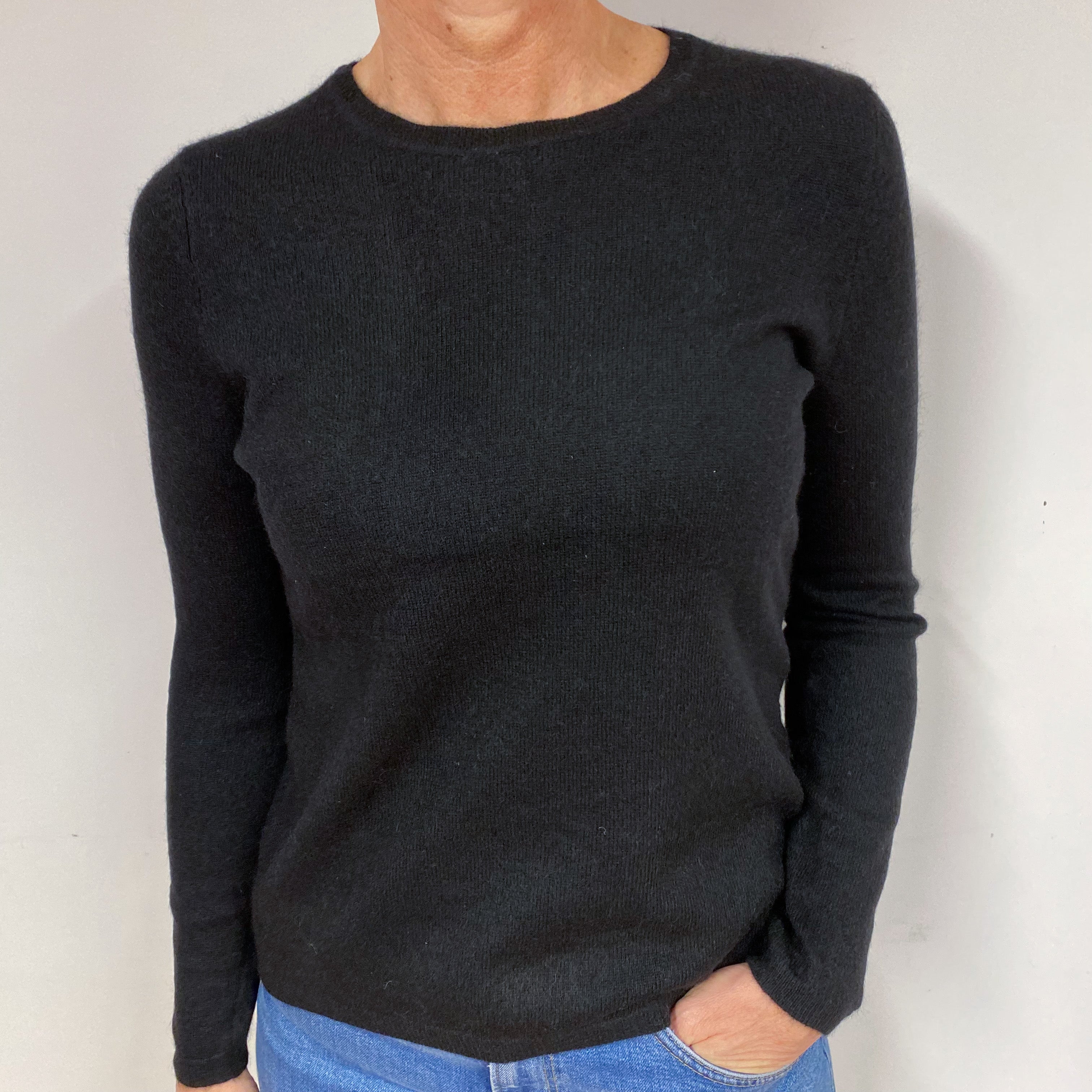 Black Cashmere Crew Neck Jumper Medium