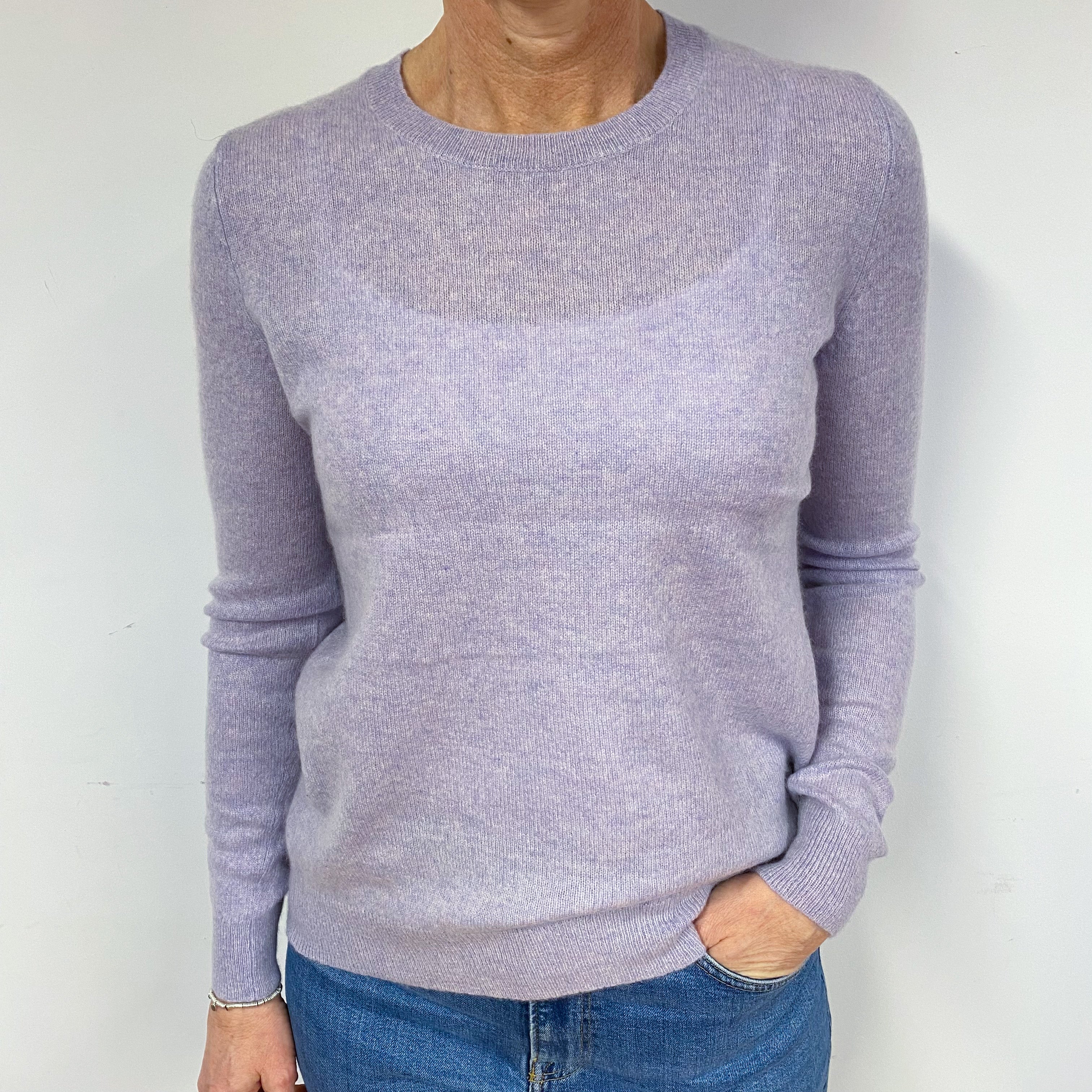 Lavender Purple Cashmere Crew Neck Jumper Medium