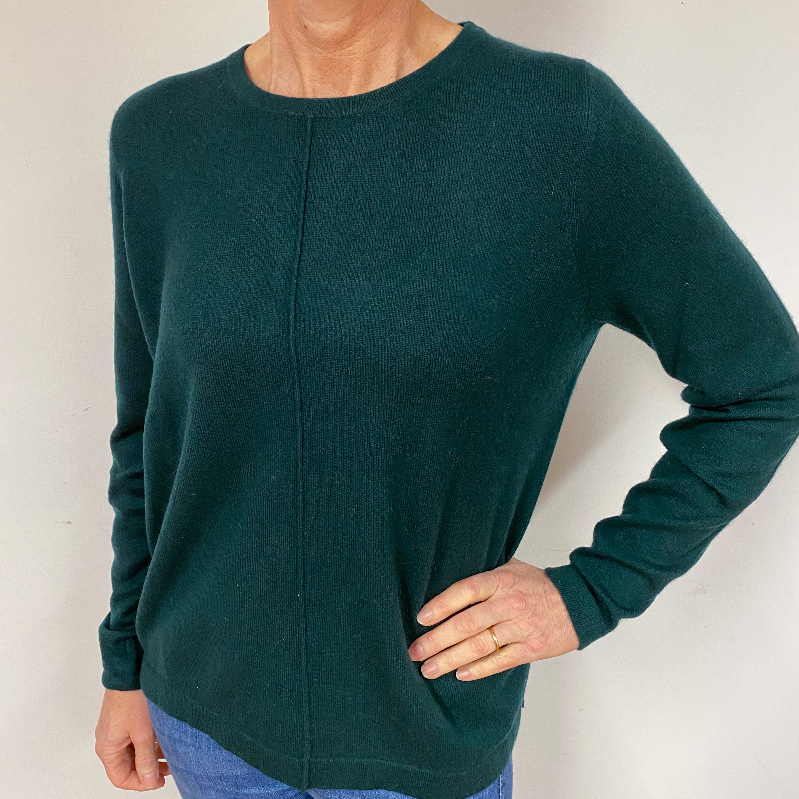 Bottle Green Cashmere Crew Neck Jumper Medium
