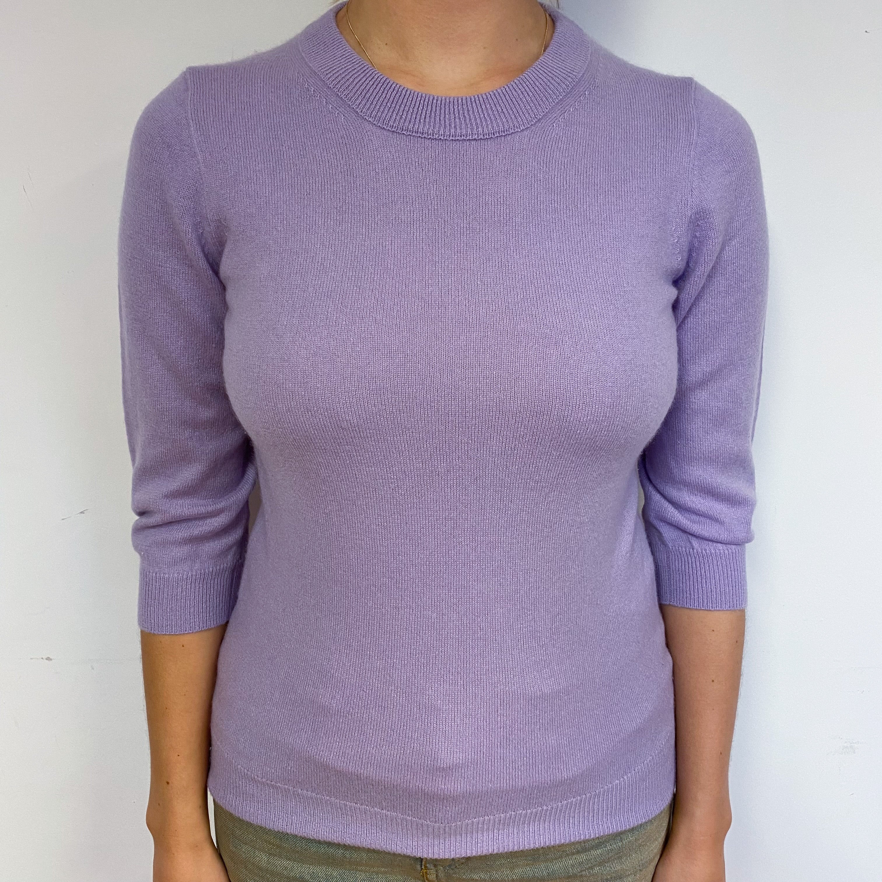 Lilac Cashmere Crew Neck Jumper Small