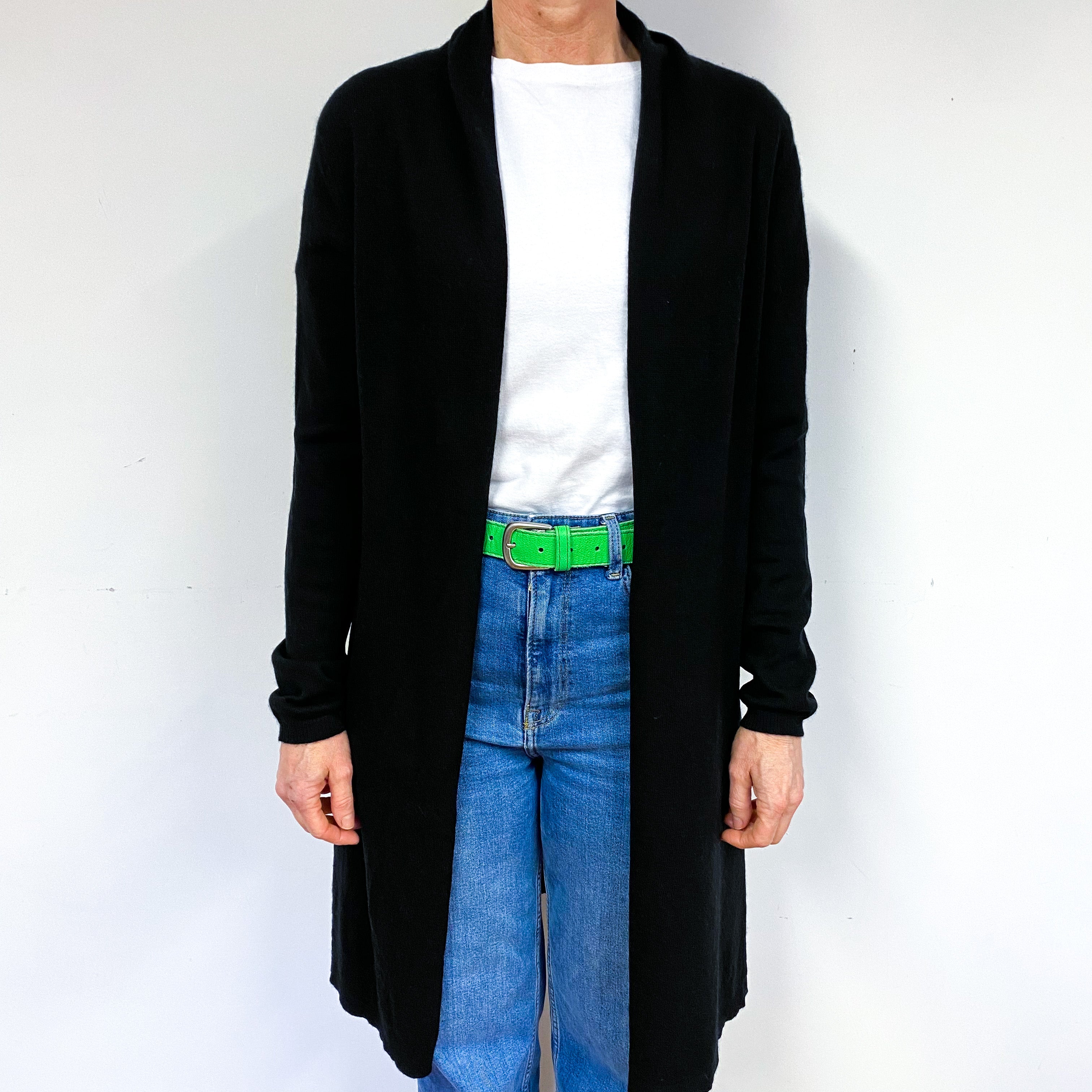 Black Cashmere Edge to Edge Cardigan Medium