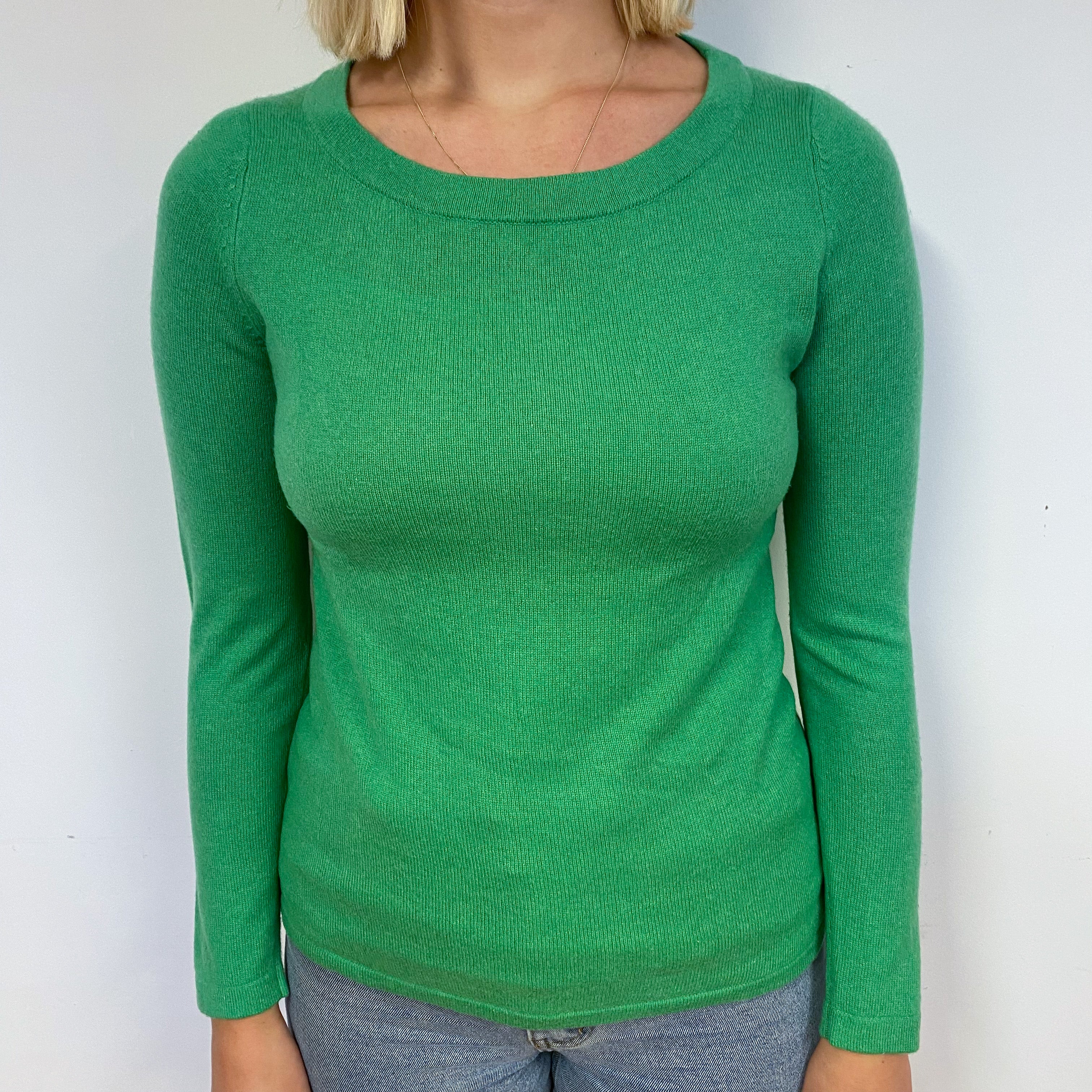 Pear Green Cashmere Crew Neck Jumper Small