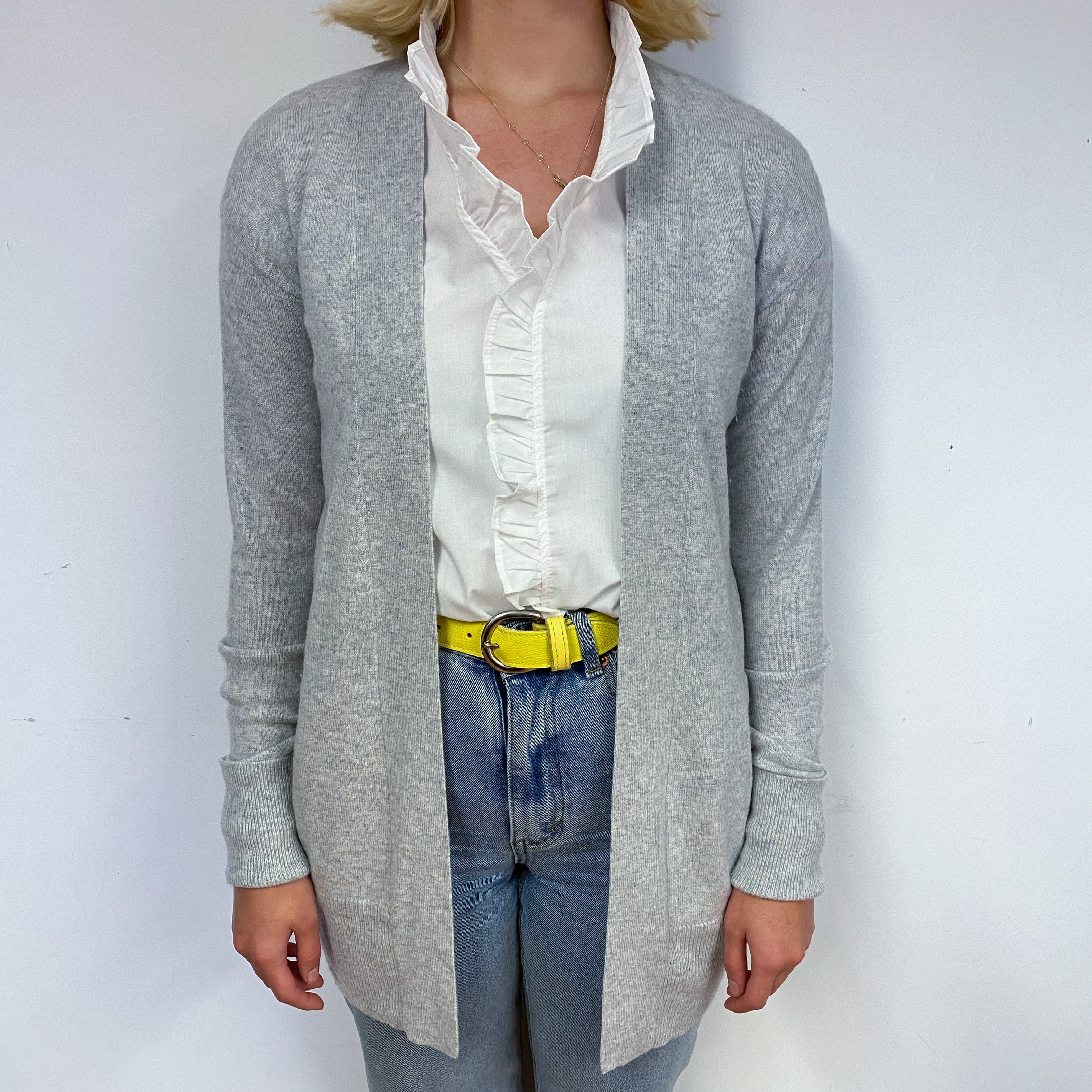 Grey Cashmere Edge to Edge Cardigan Small