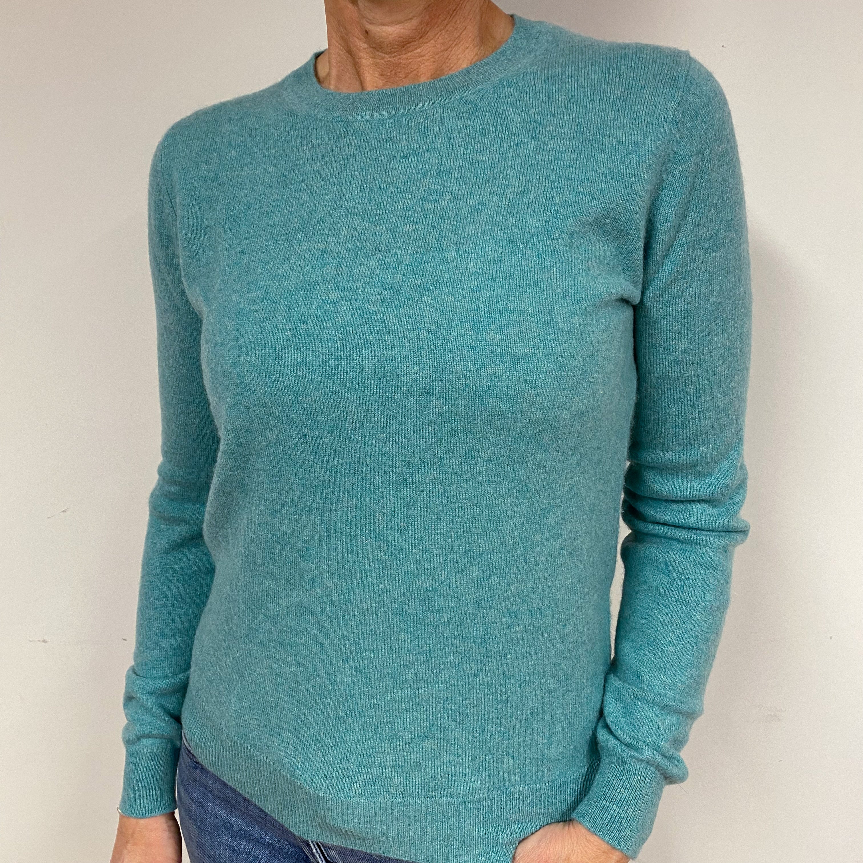 Sea Foam Green Cashmere Crew Neck Jumper Medium