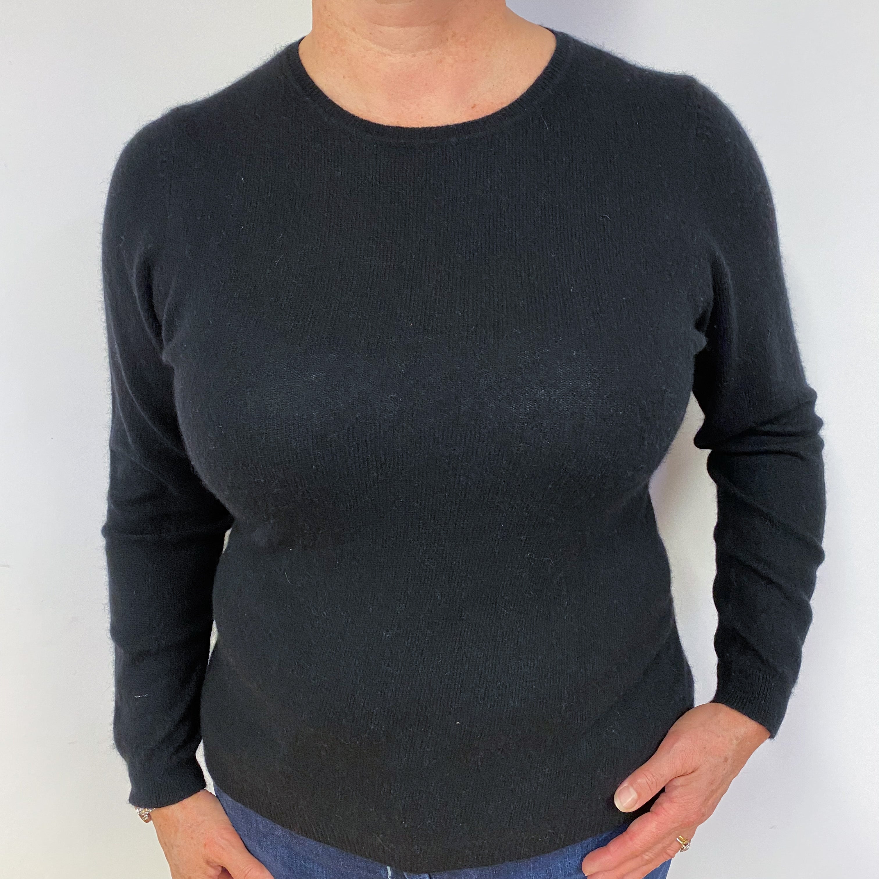 Black Cashmere Crew Neck Jumper Large