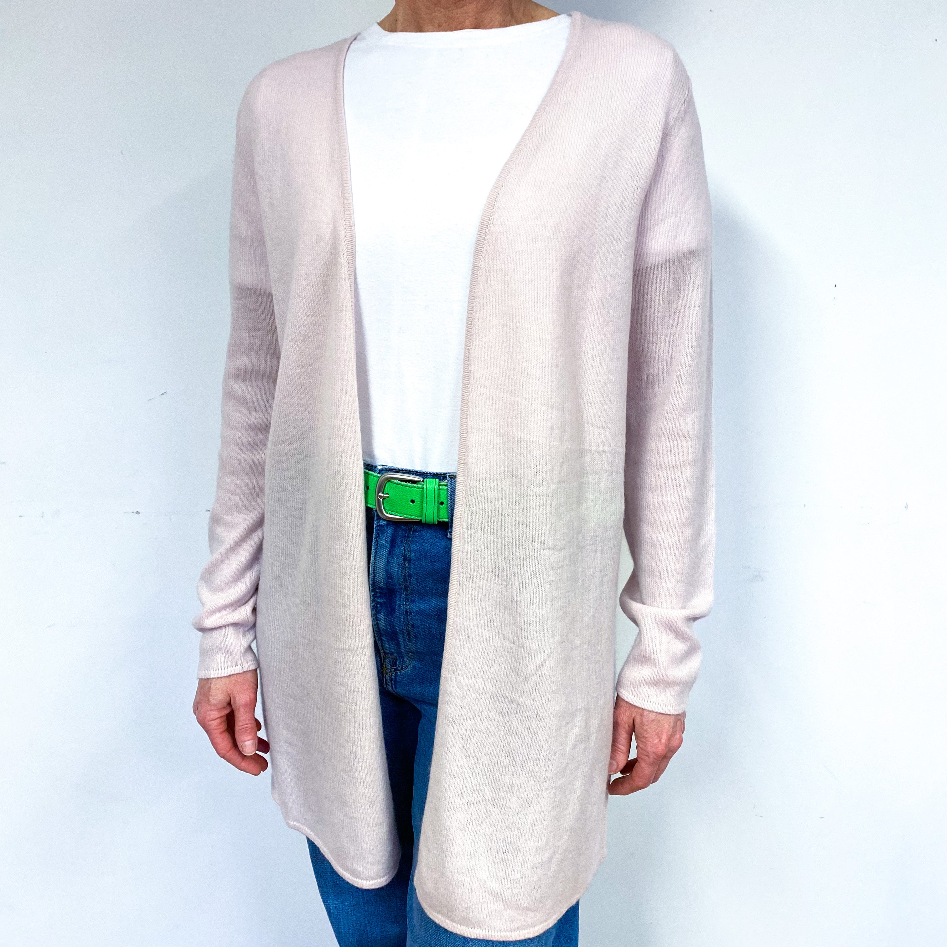 New Ice Pink Cashmere Edge to Edge Cardigan Medium
