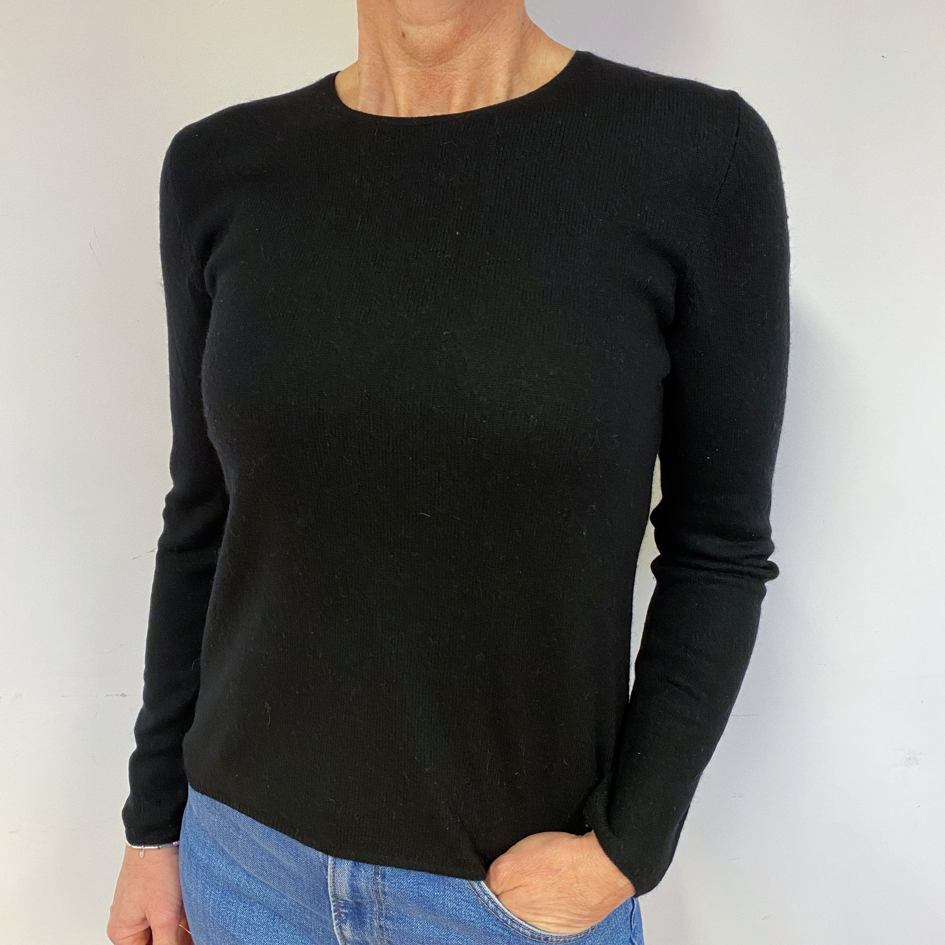 Black Cashmere Crew Neck Jumper Medium/Petite