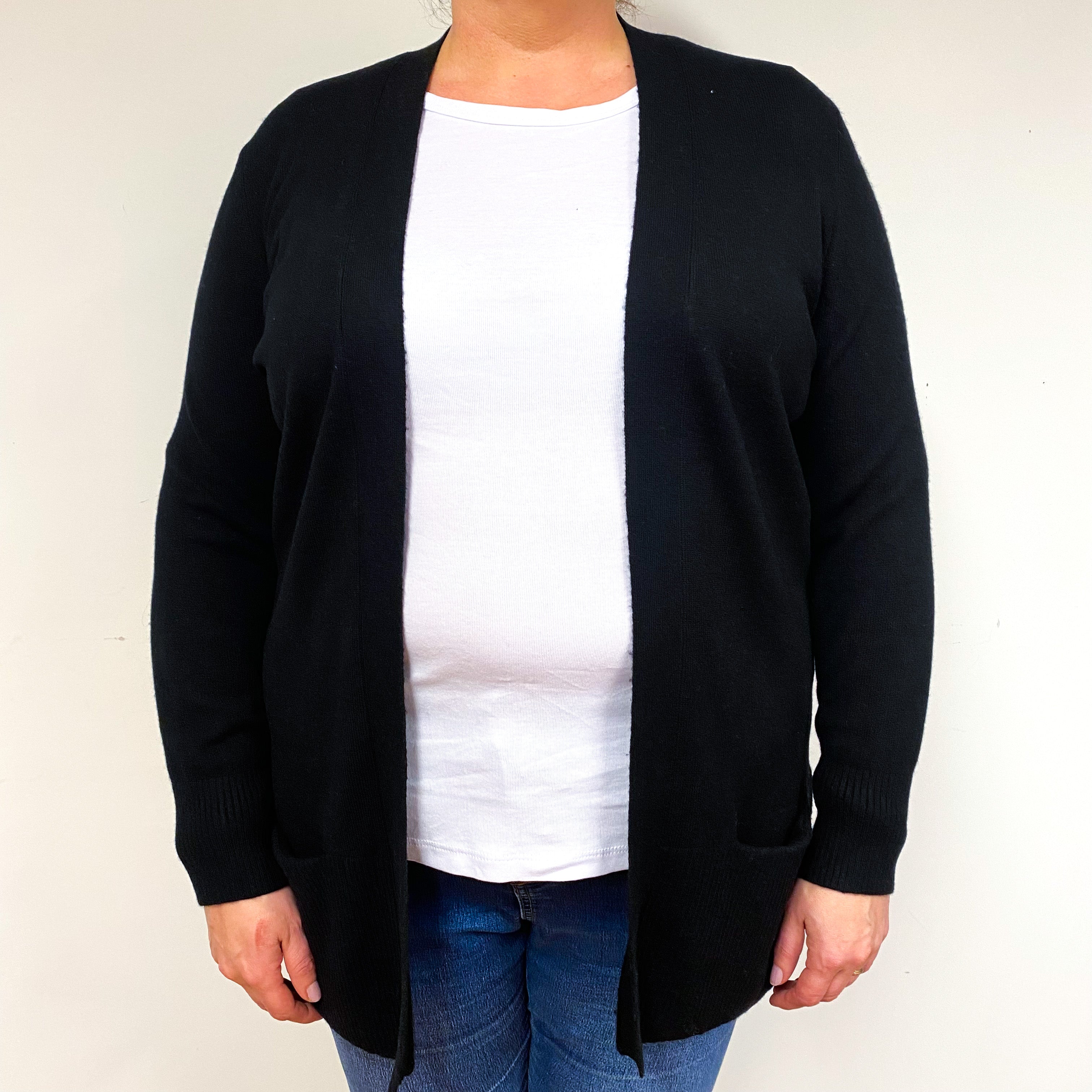 Black Cashmere Edge-Edge Cardigan Extra Large