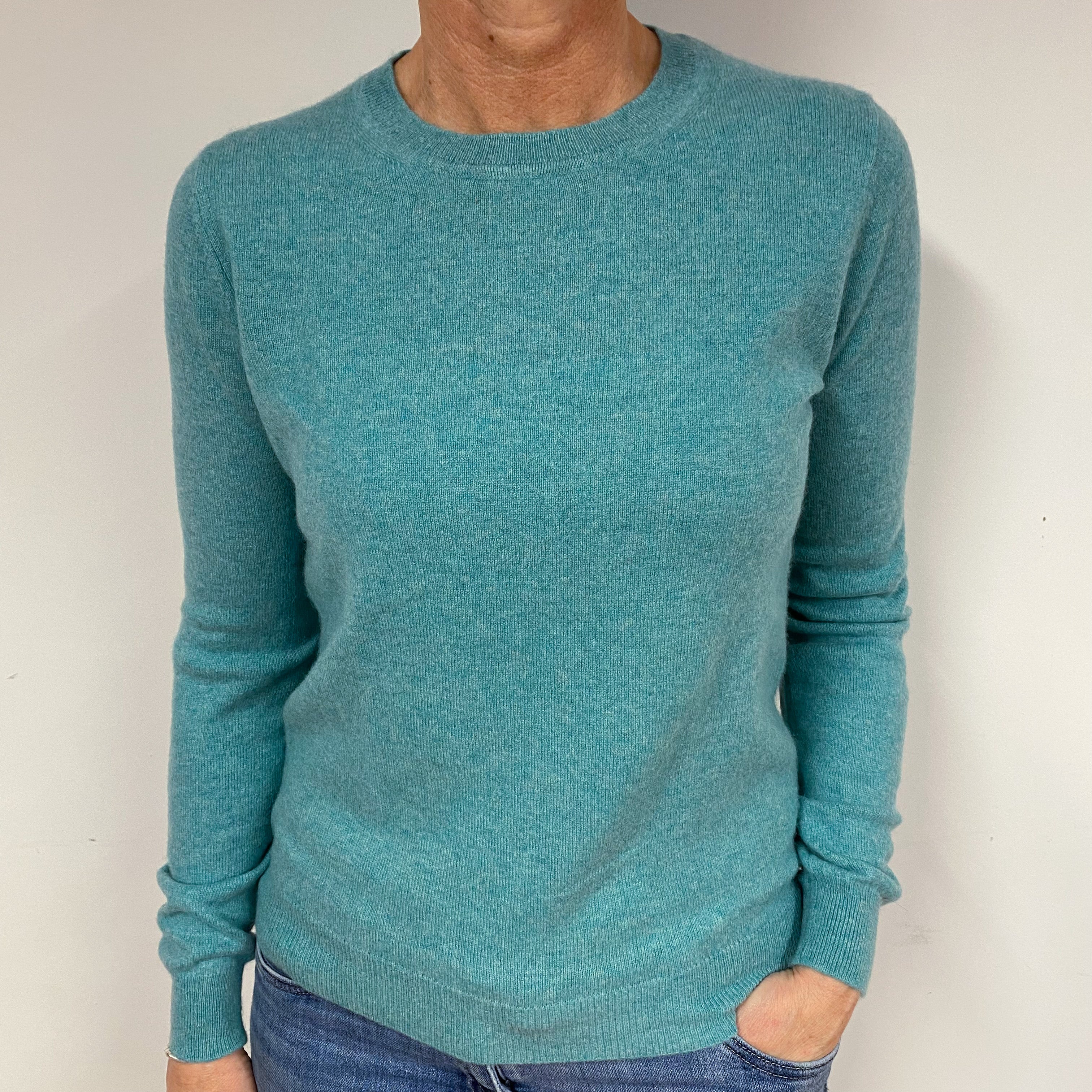 Sea Foam Green Cashmere Crew Neck Jumper Medium