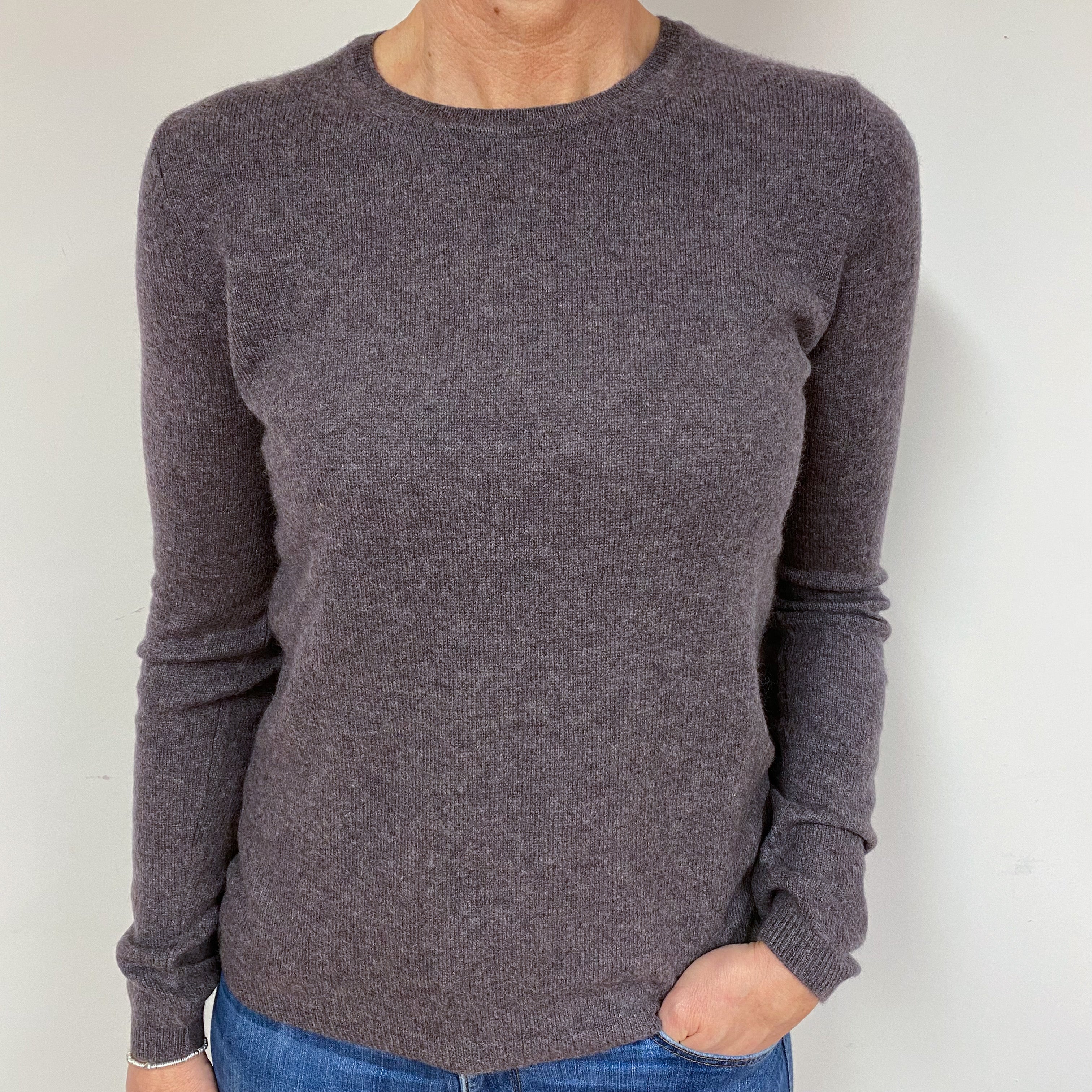 Slate Grey Cashmere Crew Neck Jumper Medium