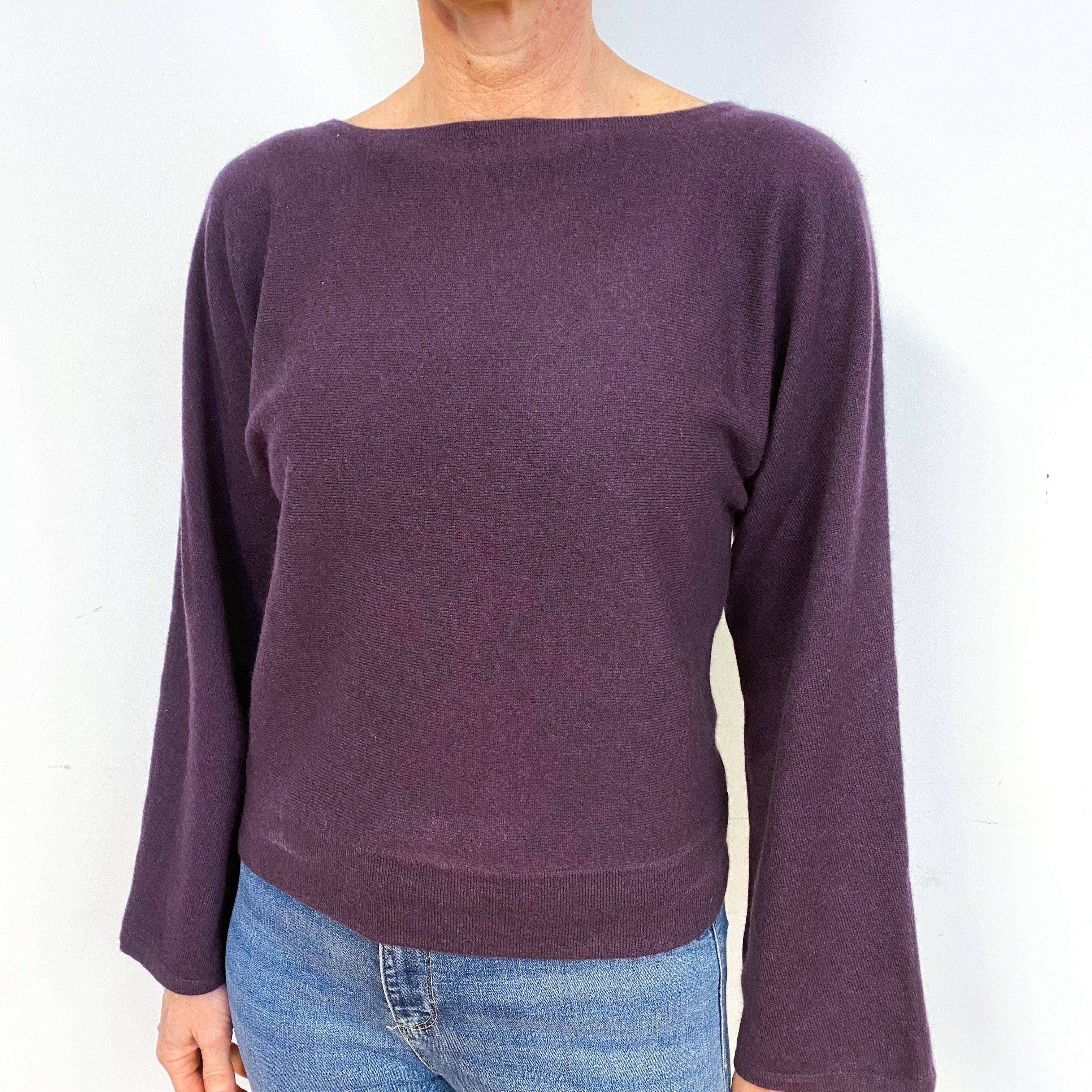 Blueberry Purple Cashmere Crew Neck Jumper Medium
