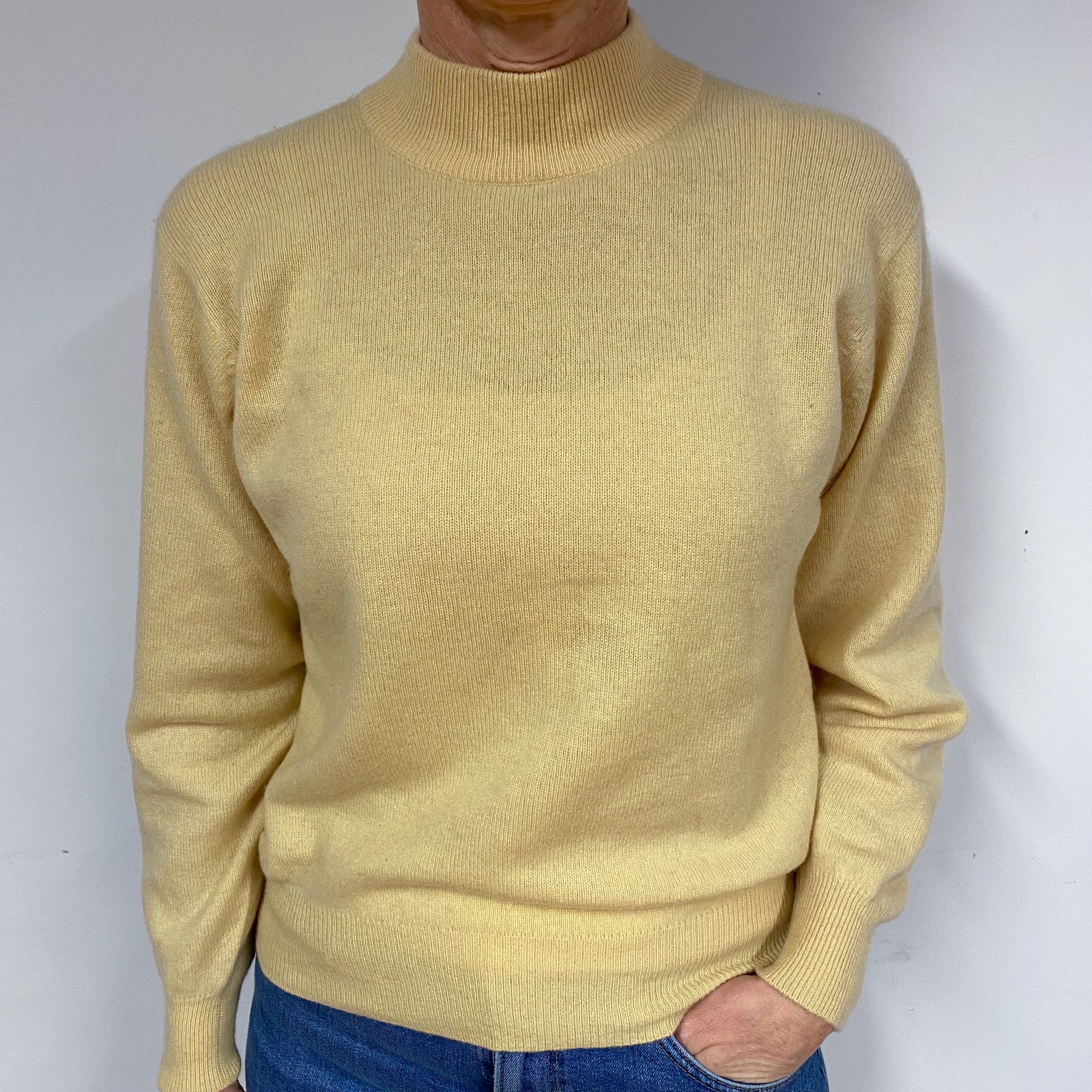 Custard Yellow Cashmere Turtle Neck Jumper Medium