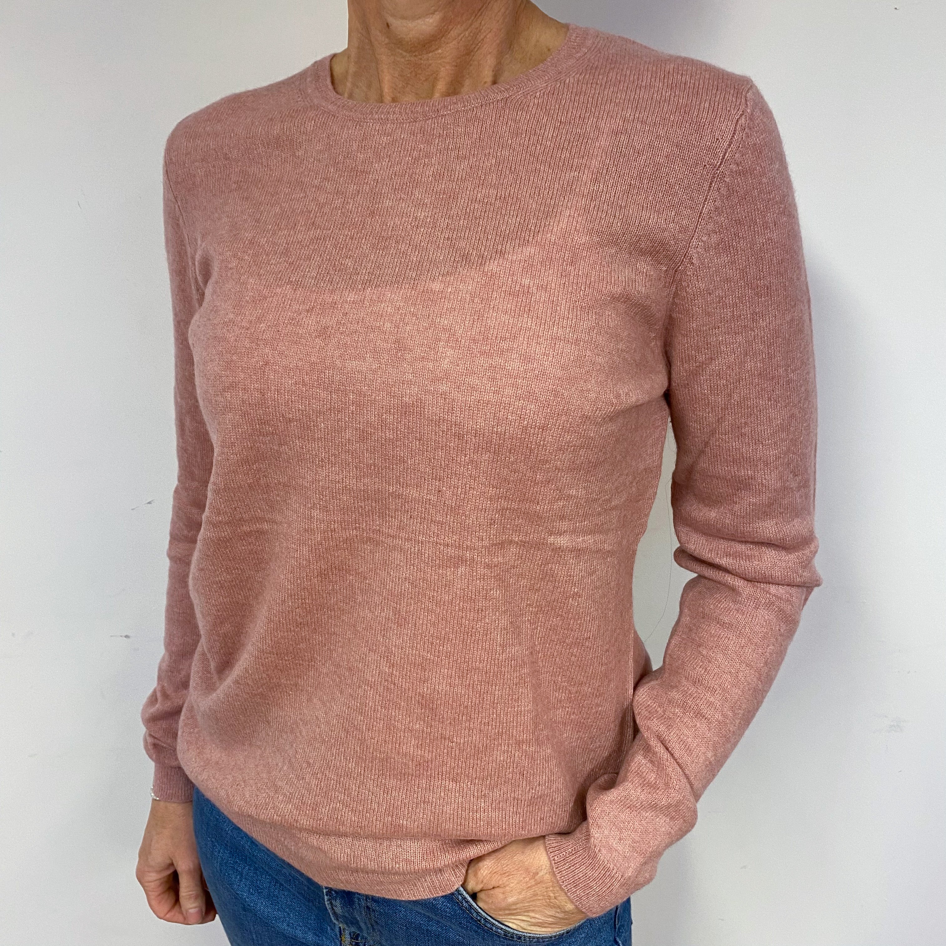 Blush Pink Cashmere Crew Neck Jumper Medium