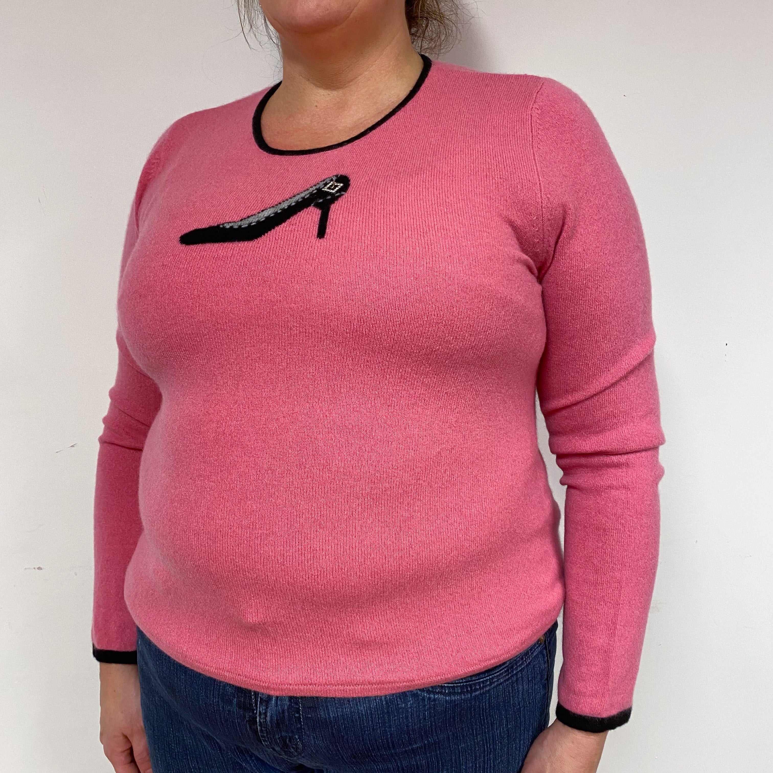 Bubblegum Pink Stiletto Cashmere Crew Neck Jumper Extra Large
