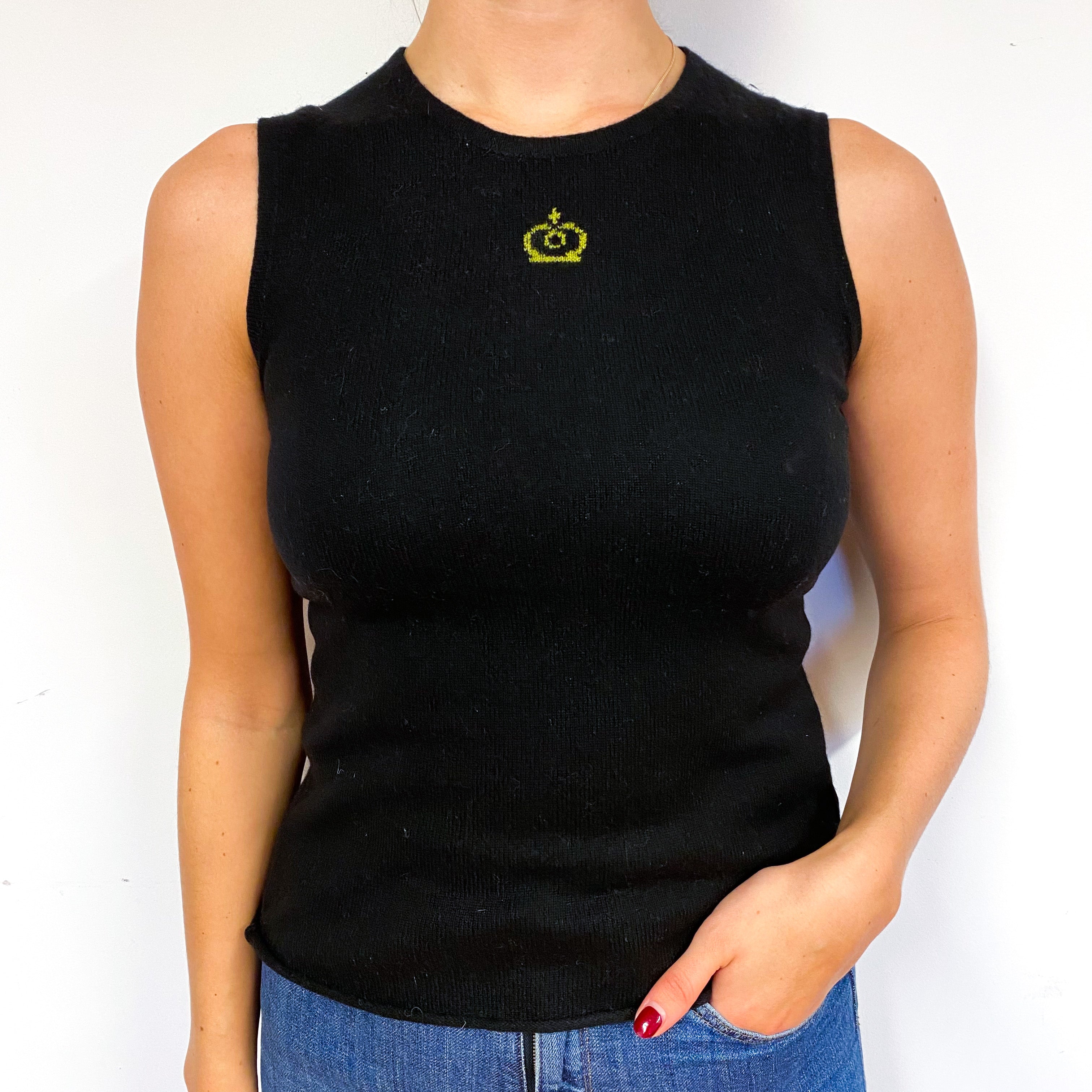 Queene and Belle Black Cashmere Crew Neck Vest Small