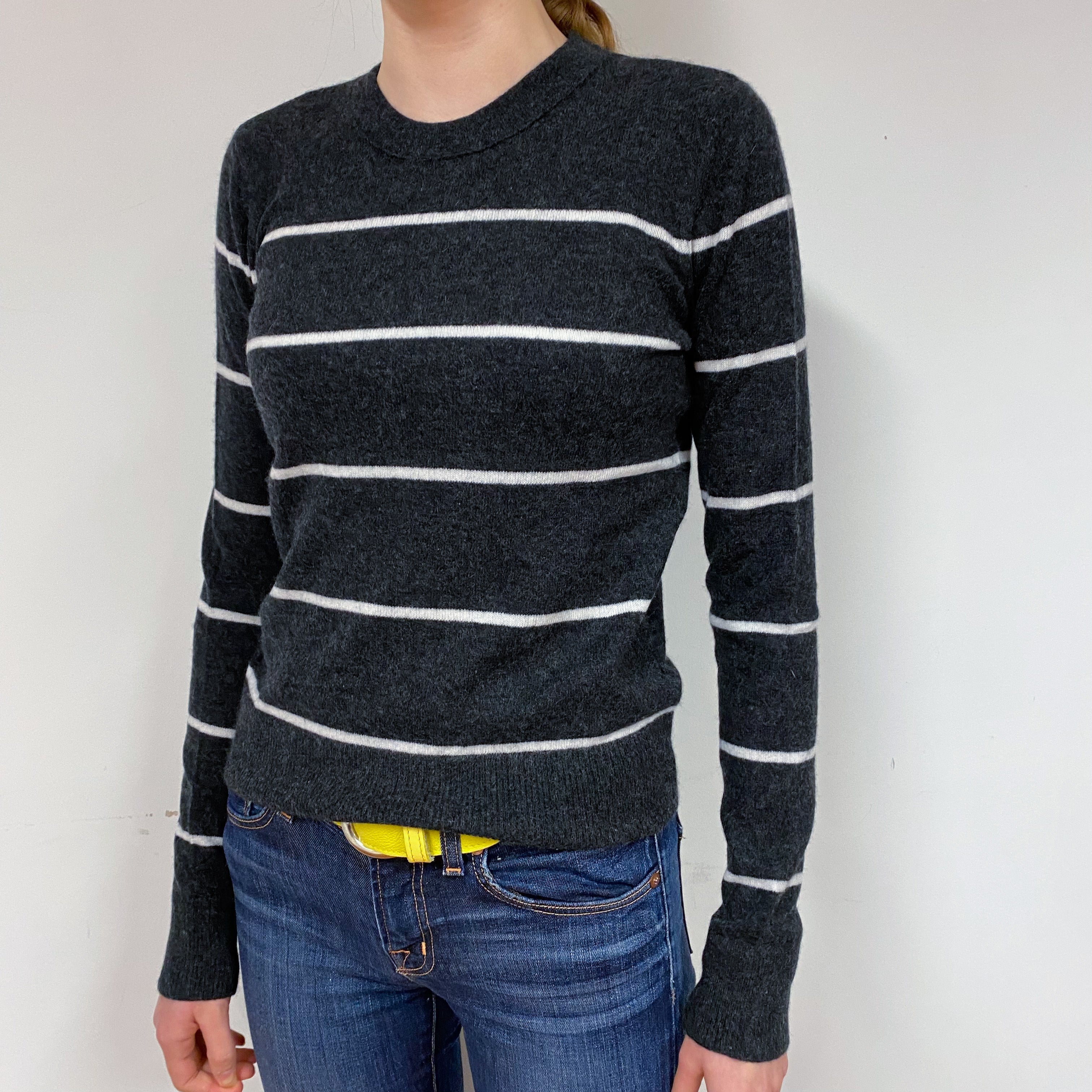 Vince Charcoal Grey Cashmere Crew Neck Jumper Extra Small