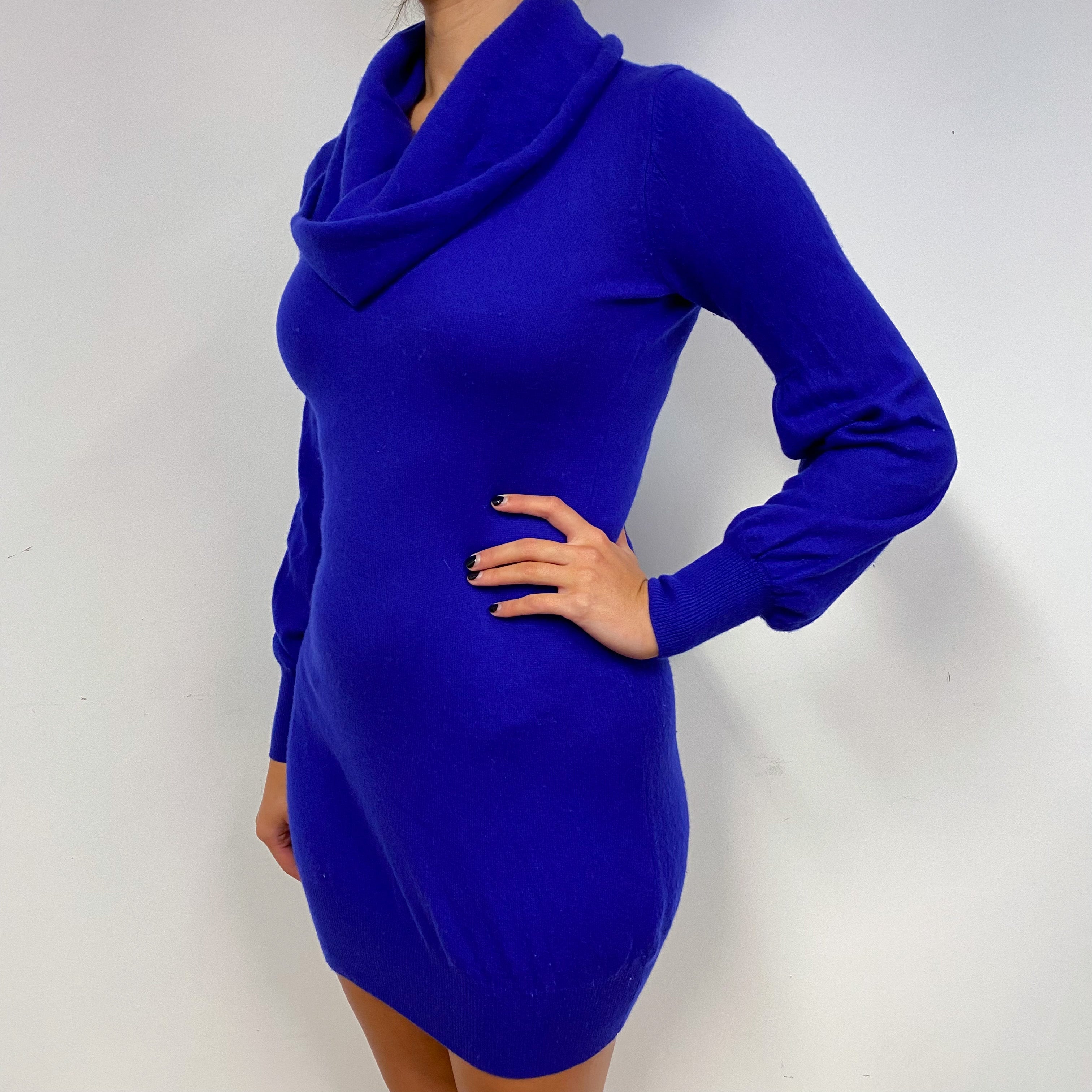 Indigo Purple Cashmere Cowl Neck Dress Small