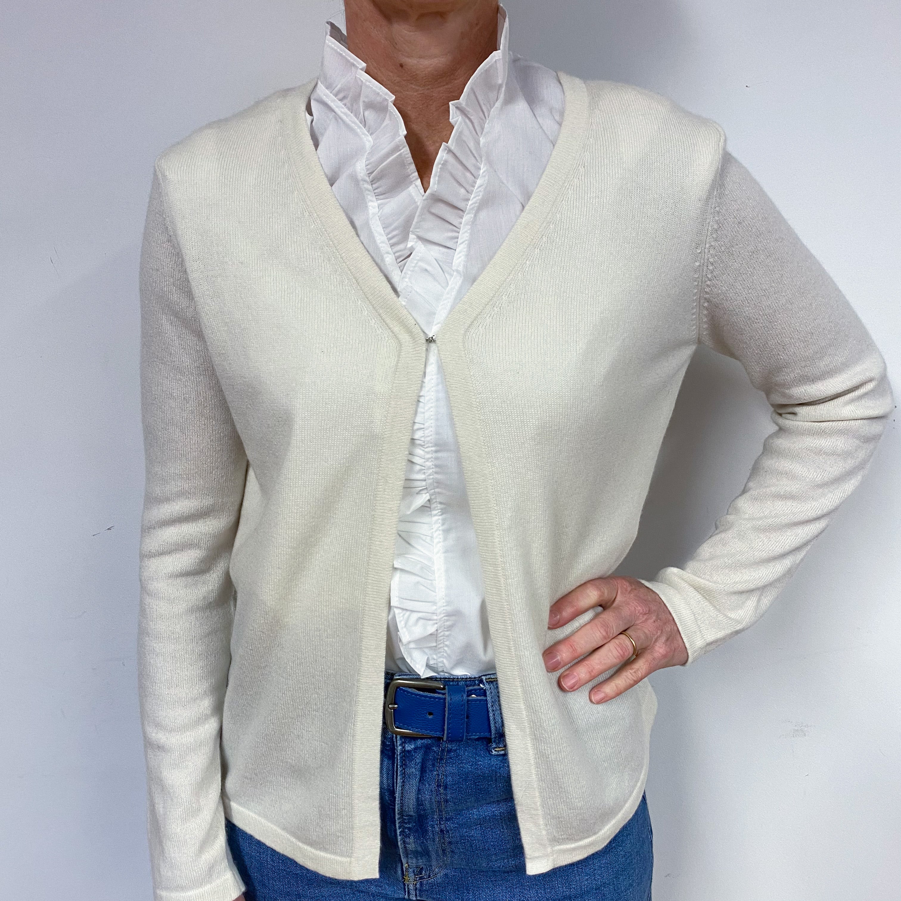 Cream Cashmere V-Neck Cardigan Medium