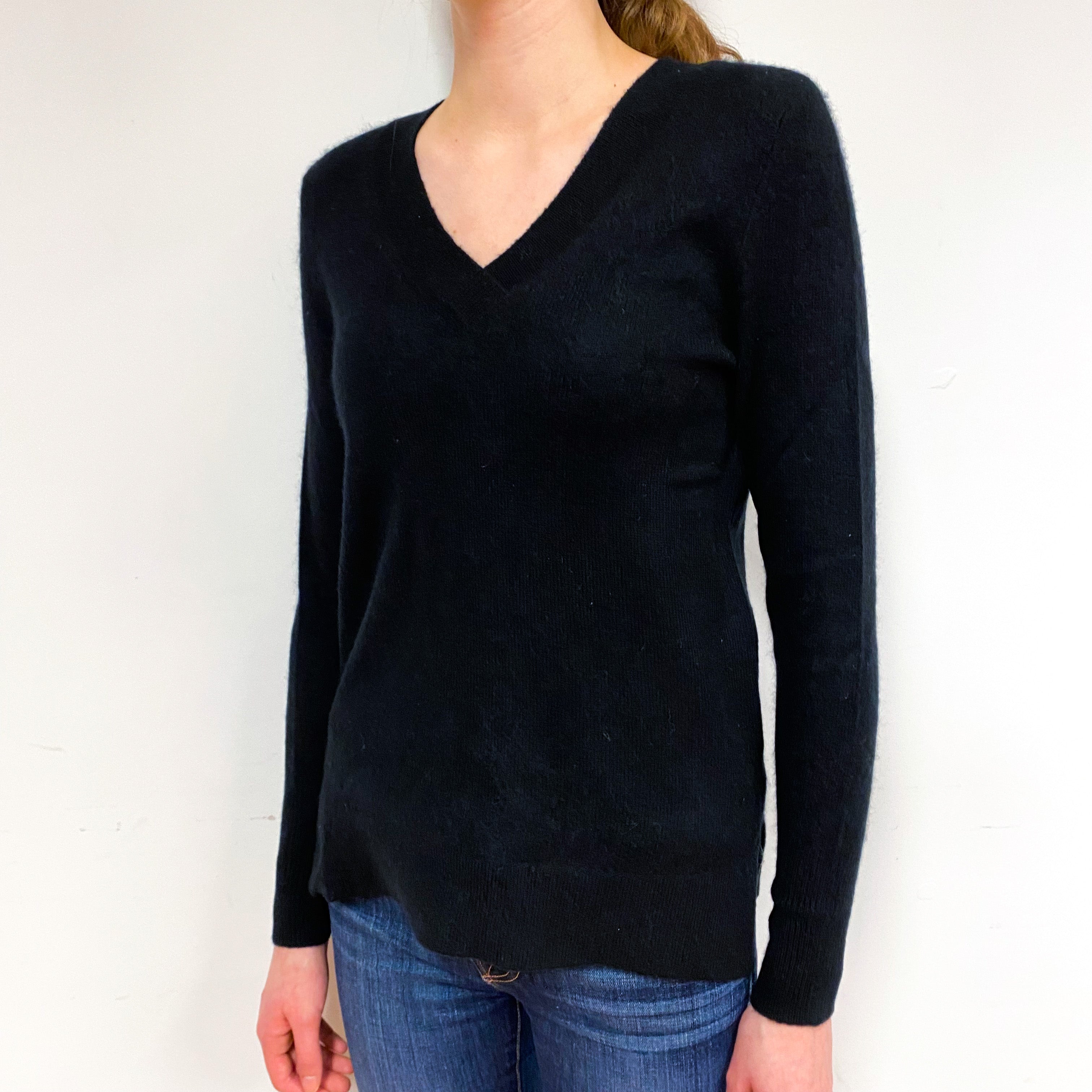 Black Cashmere V-Neck Jumper Extra Small